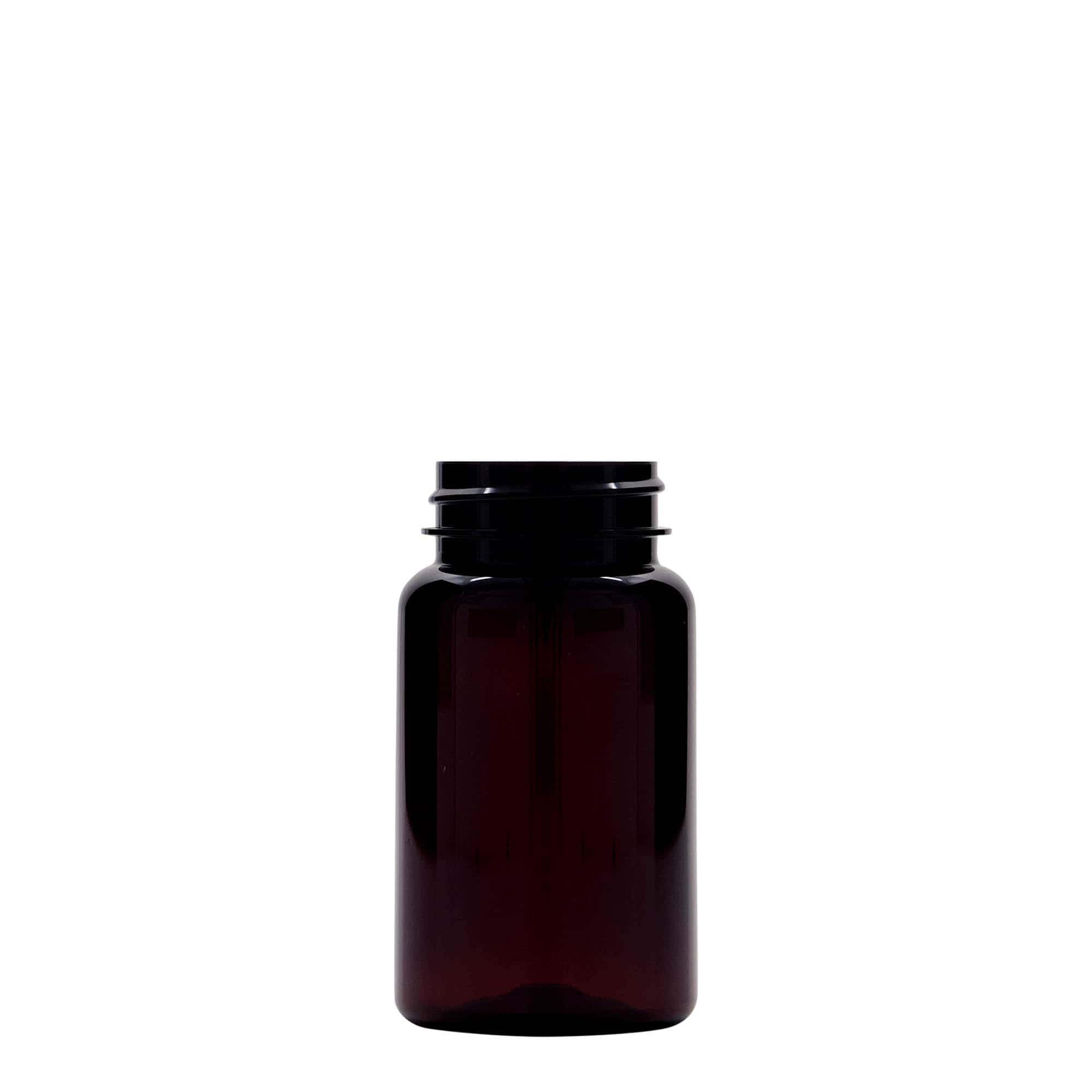 100 ml PET-Packer, Kunststoff, braun, Mündung: 38/400 100 ml PET-Packer, Kunststoff, braun, Mündung: 38/400