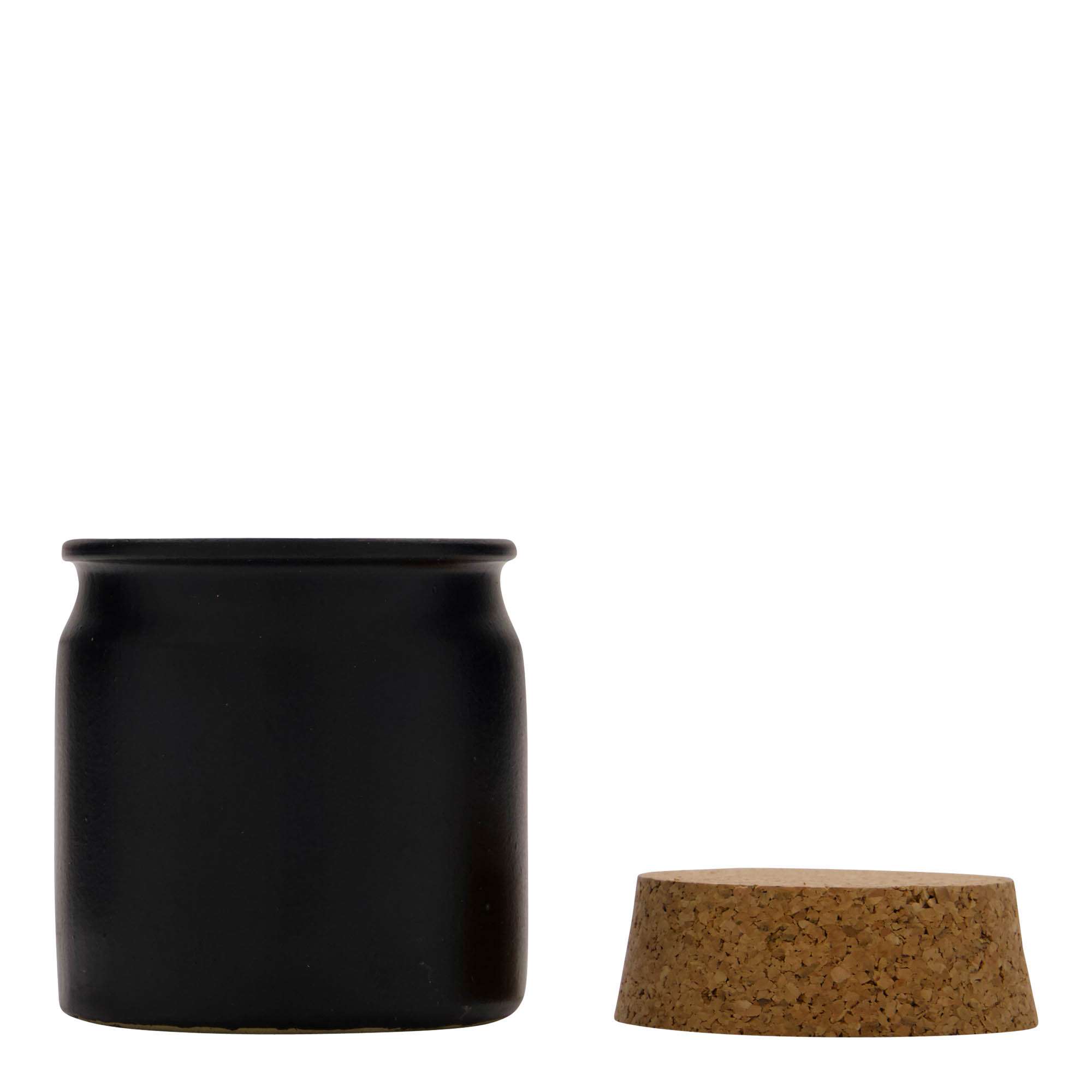 160 ml Steinzeugtopf, Keramik, schwarz, Mündung: Kork 160 ml Steinzeugtopf, Keramik, schwarz, Mündung: Kork