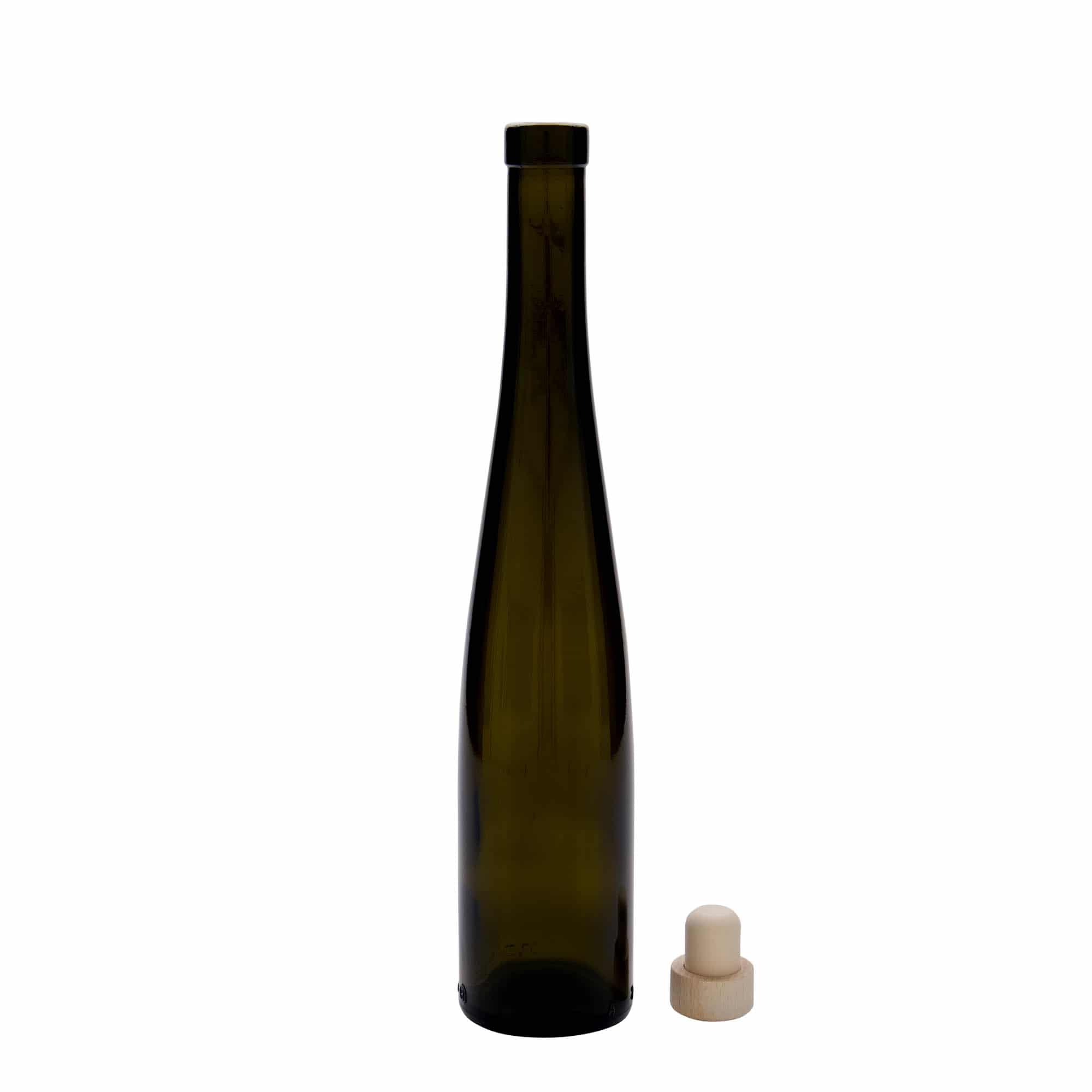 375 ml Glasflasche „Weinschlegel“, antikgrün, Mündung: Kork