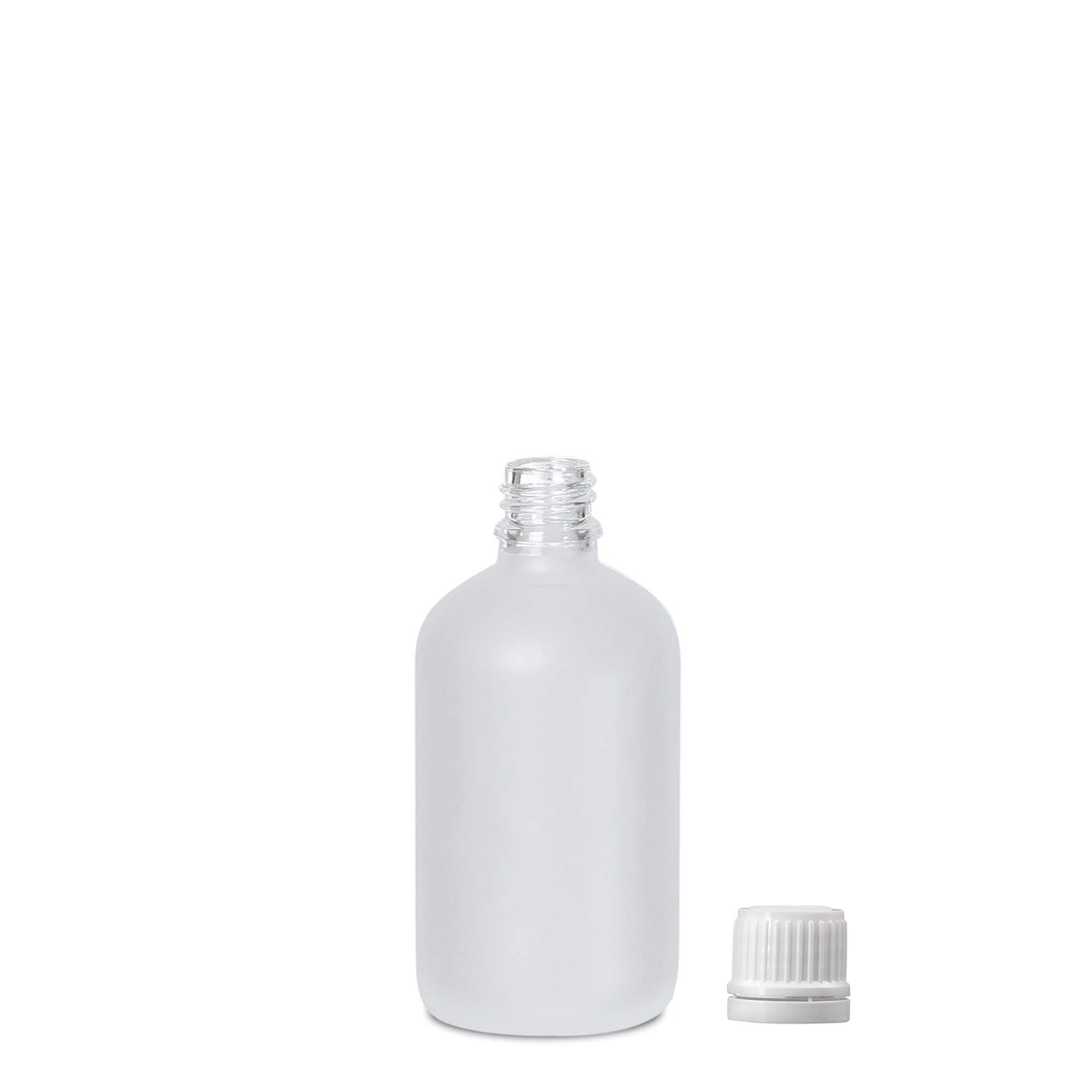 100 ml Medizinflasche, Glas, geeist, Mündung: DIN 18 100 ml Medizinflasche, Glas, geeist, Mündung: DIN 18