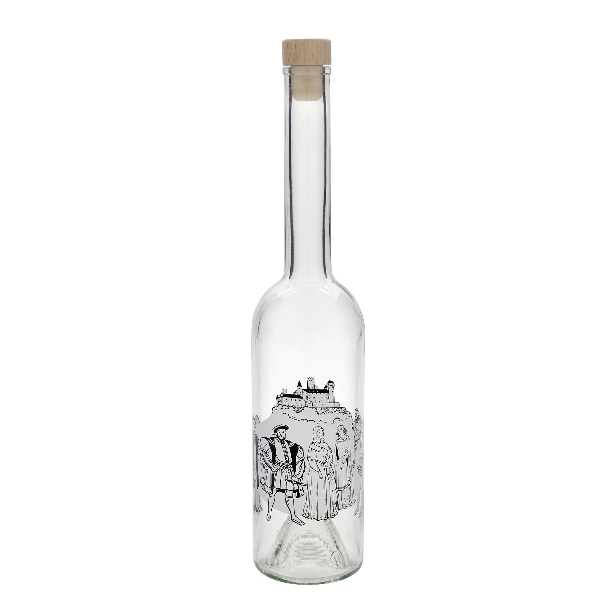 500 ml Glasflasche „Opera“, Motiv: Mittelalter, Mündung: Kork
