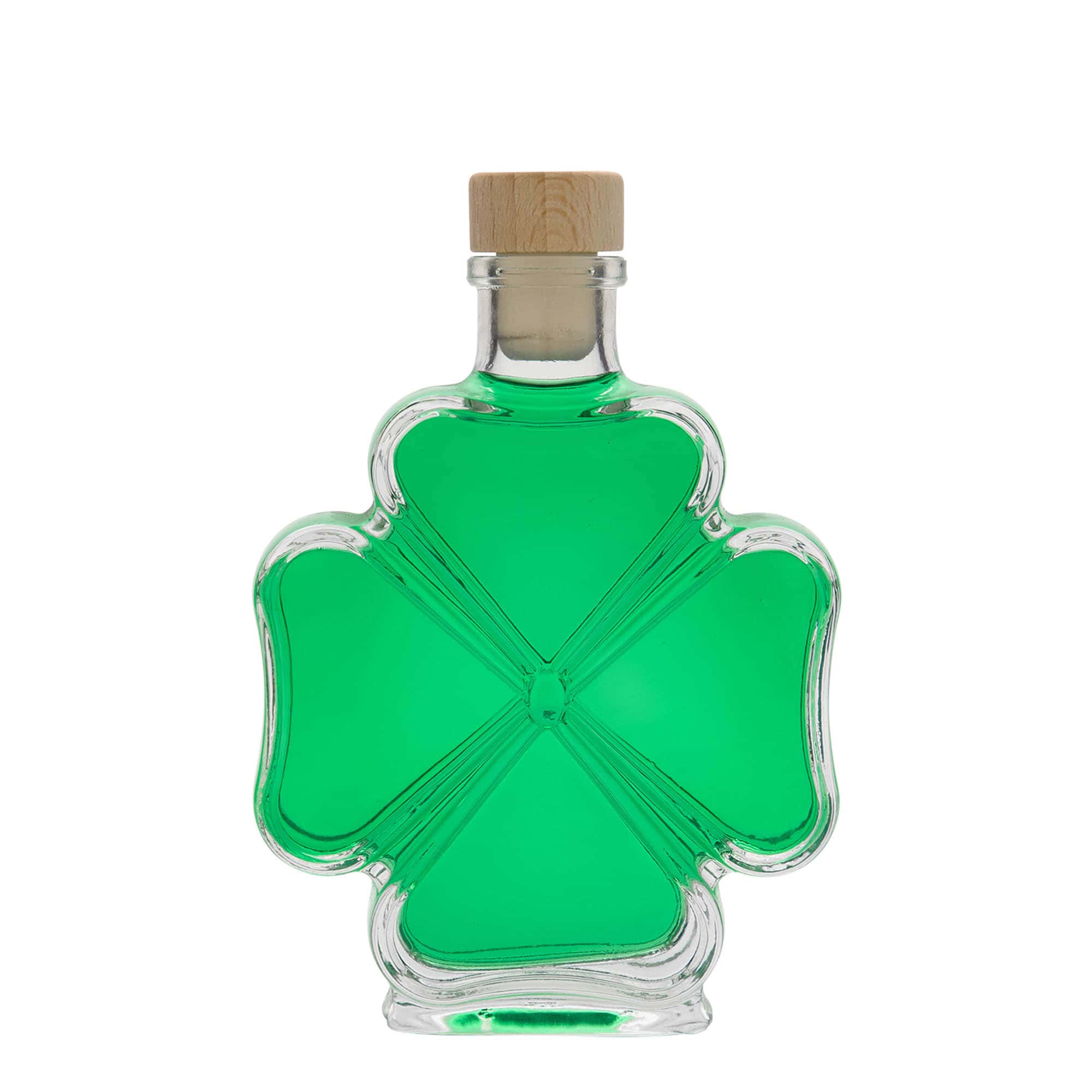 200 ml Glasflasche „Kleeblatt“, Mündung: Kork