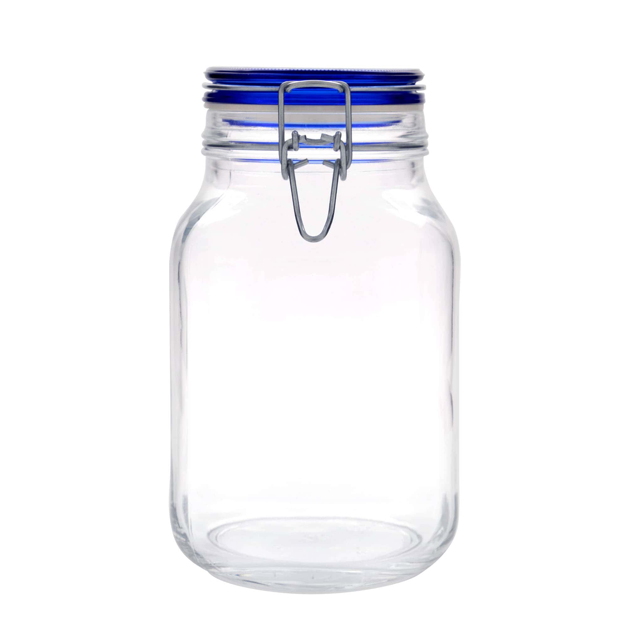 2.000 ml Drahtbügelglas „Fido“ Blue Top, quadratisch, Mündung: Drahtbügelverschluss