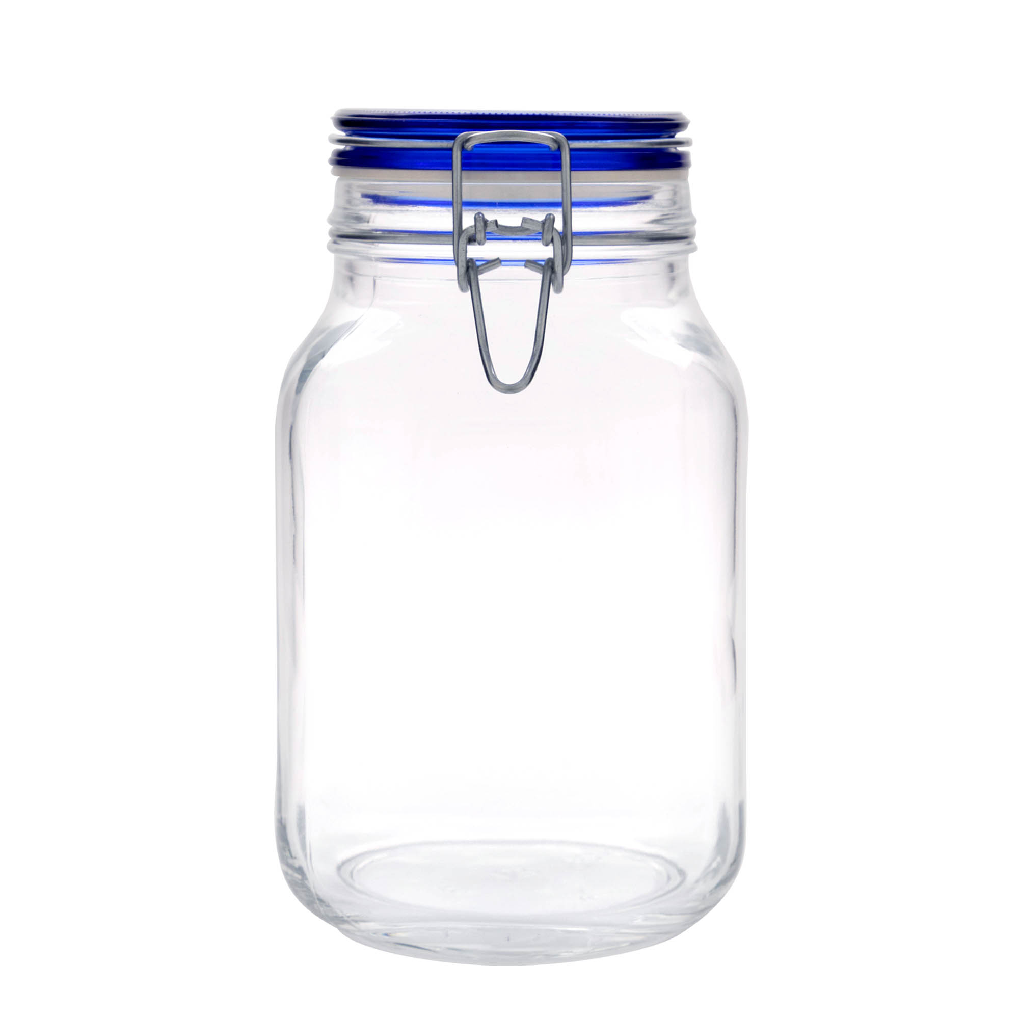 2.000 ml Drahtbügelglas „Fido“ Blue Top, quadratisch, Mündung: Drahtbügelverschluss