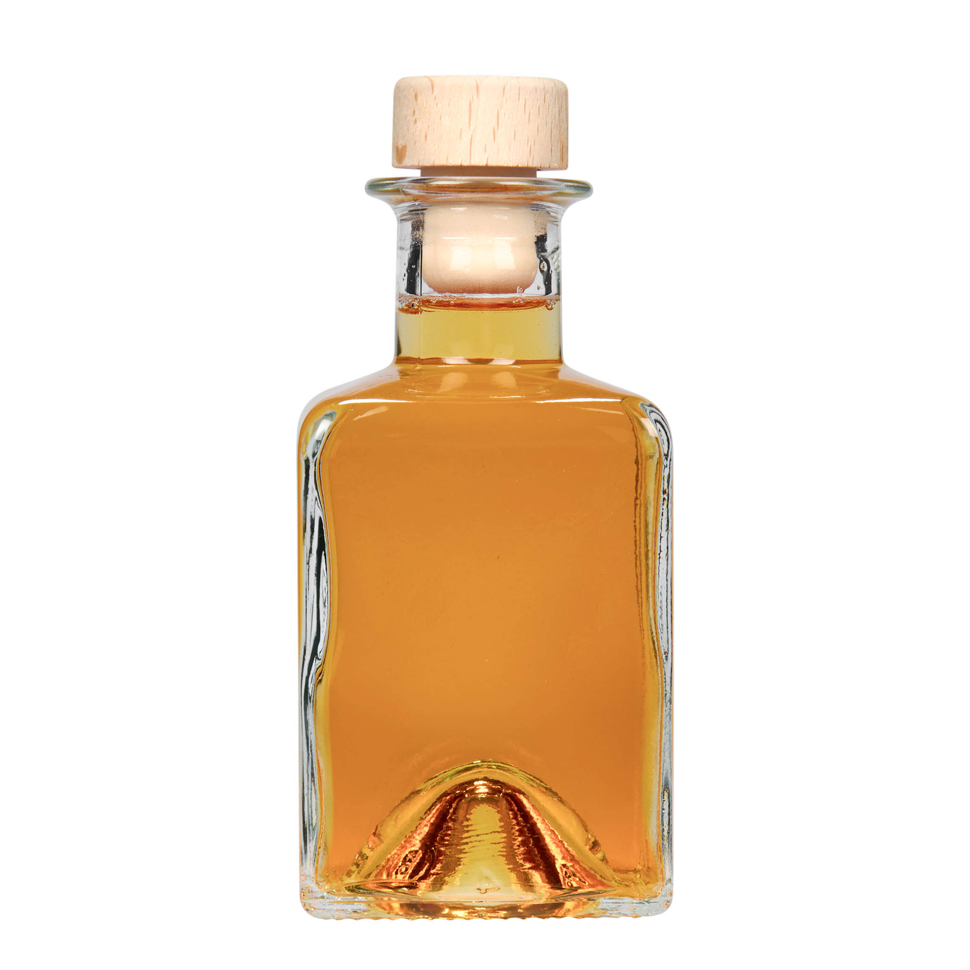 200 ml Glasflasche 'Kubica', quadratisch, Mündung: Kork 200 ml Glasflasche 'Kubica', quadratisch, Mündung: Kork