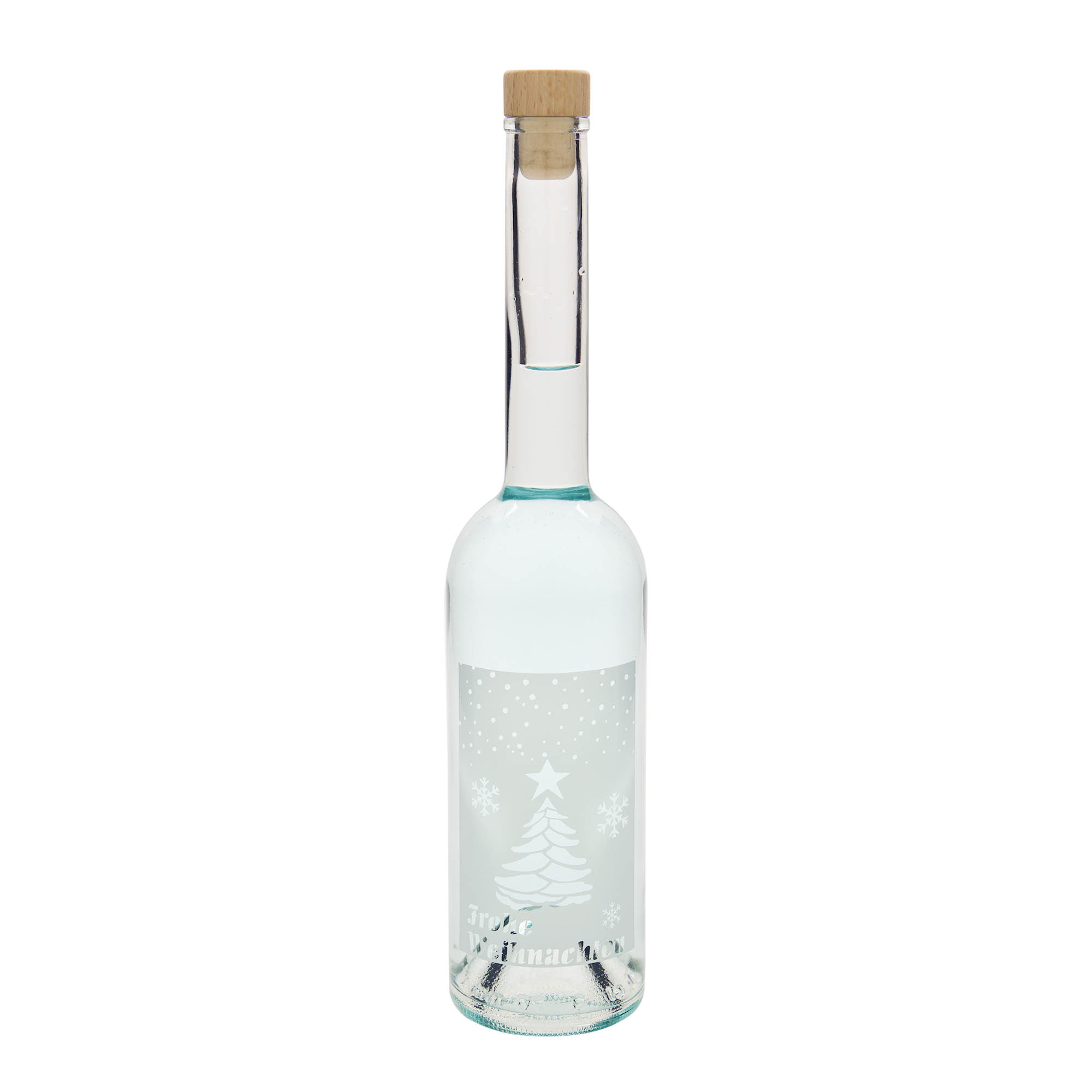 500 ml Glasflasche 'Opera', Motiv: Weiße Weihnachten, Mündung: Kork 500 ml Glasflasche 'Opera', Motiv: Weiße Weihnachten, Mündung: Kork