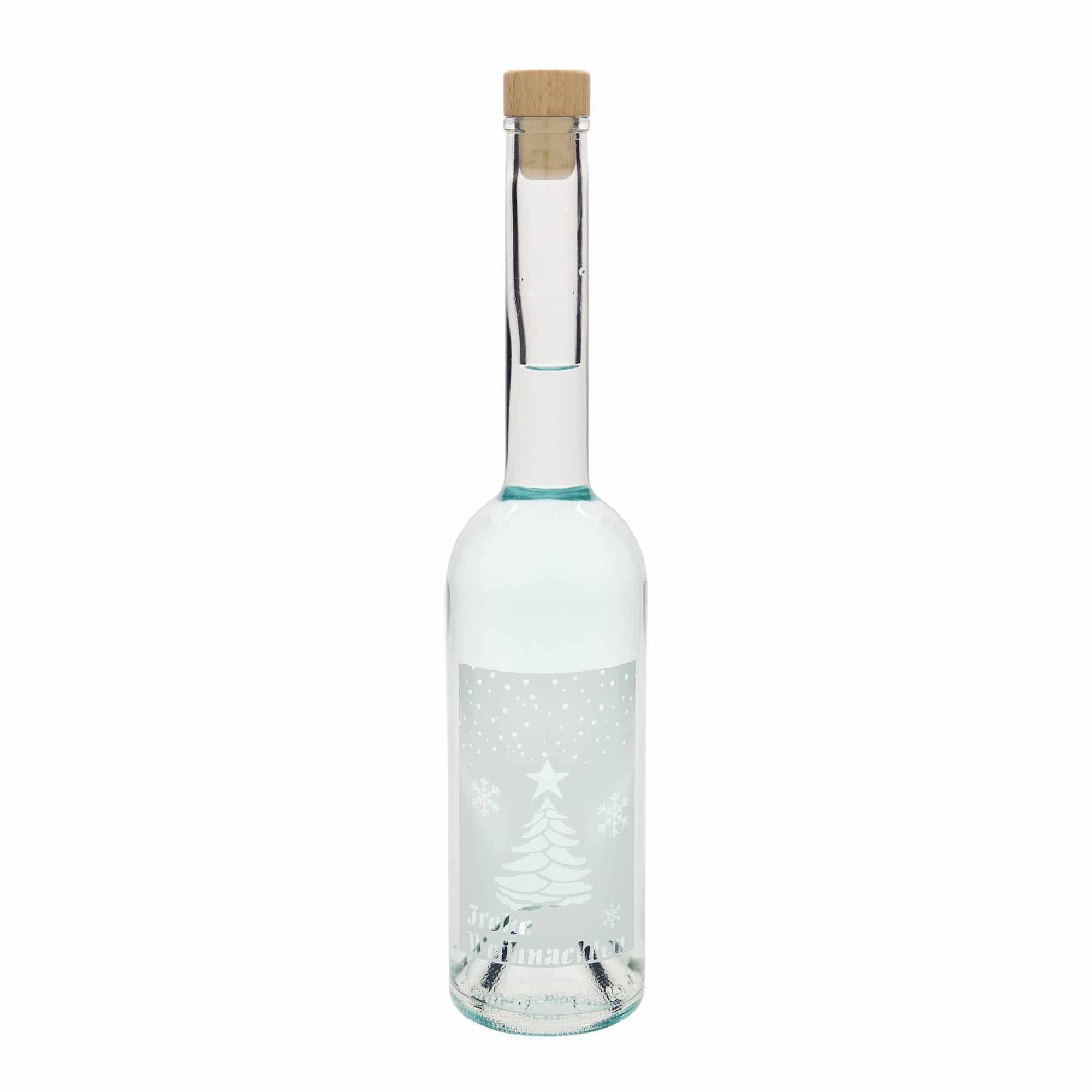500 ml Glasflasche „Opera“, Motiv: Weiße Weihnachten, Mündung: Kork
