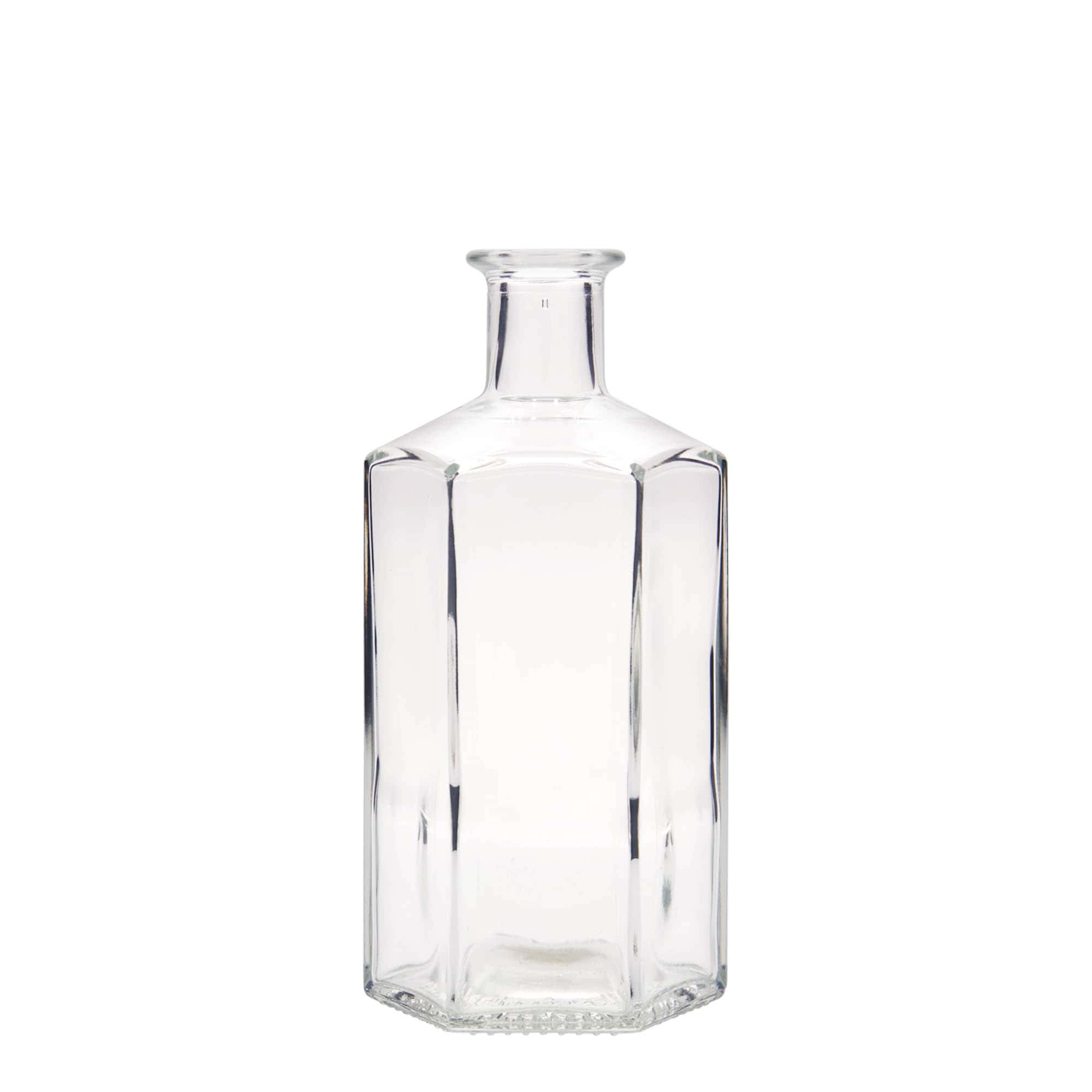 500 ml Glasflasche Apotheker 'Jimmy', sechseckig, Mündung: Kork