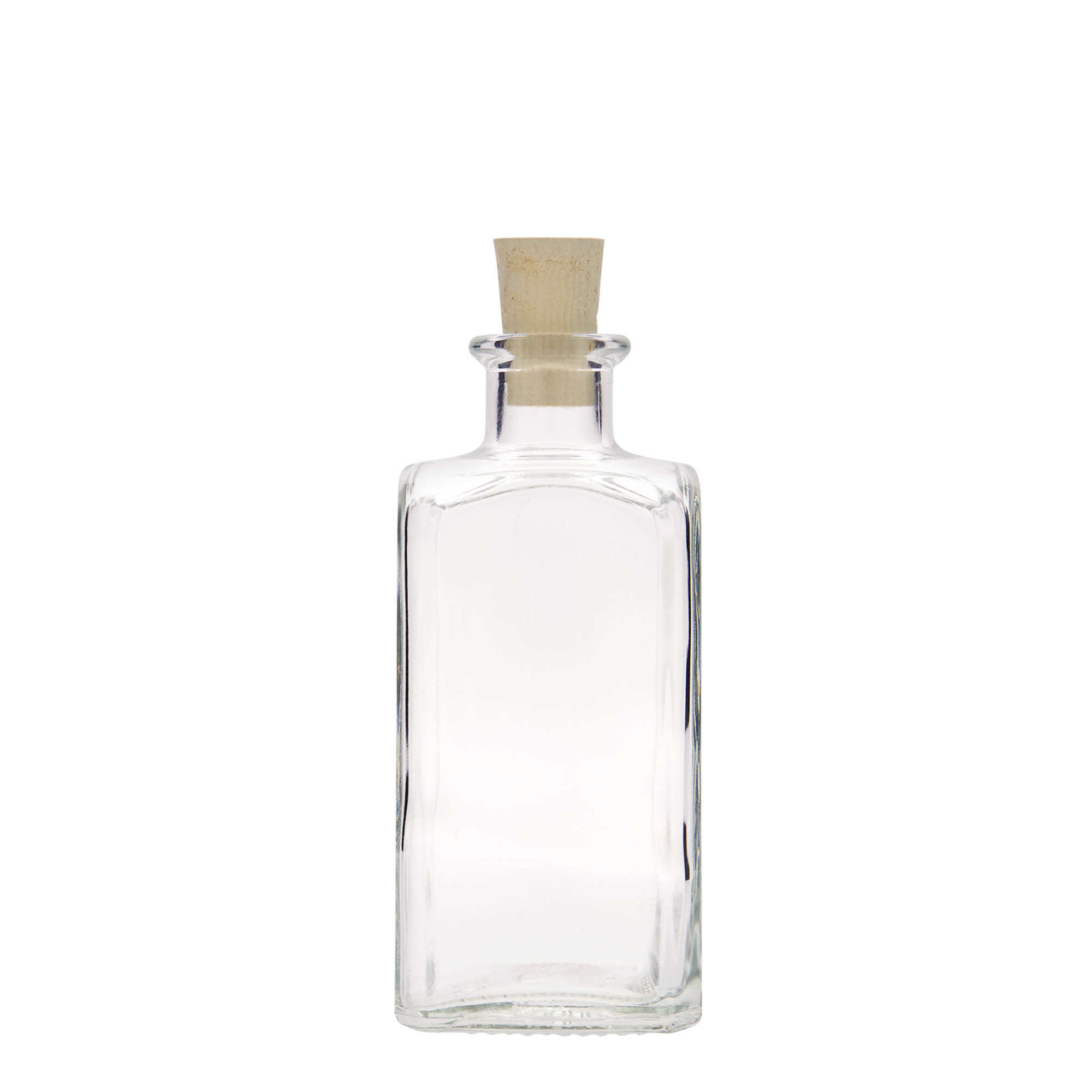 250 ml Glasflasche Apotheker Carré, quadratisch, Mündung: Kork 250 ml Glasflasche Apotheker Carré, quadratisch, Mündung: Kork