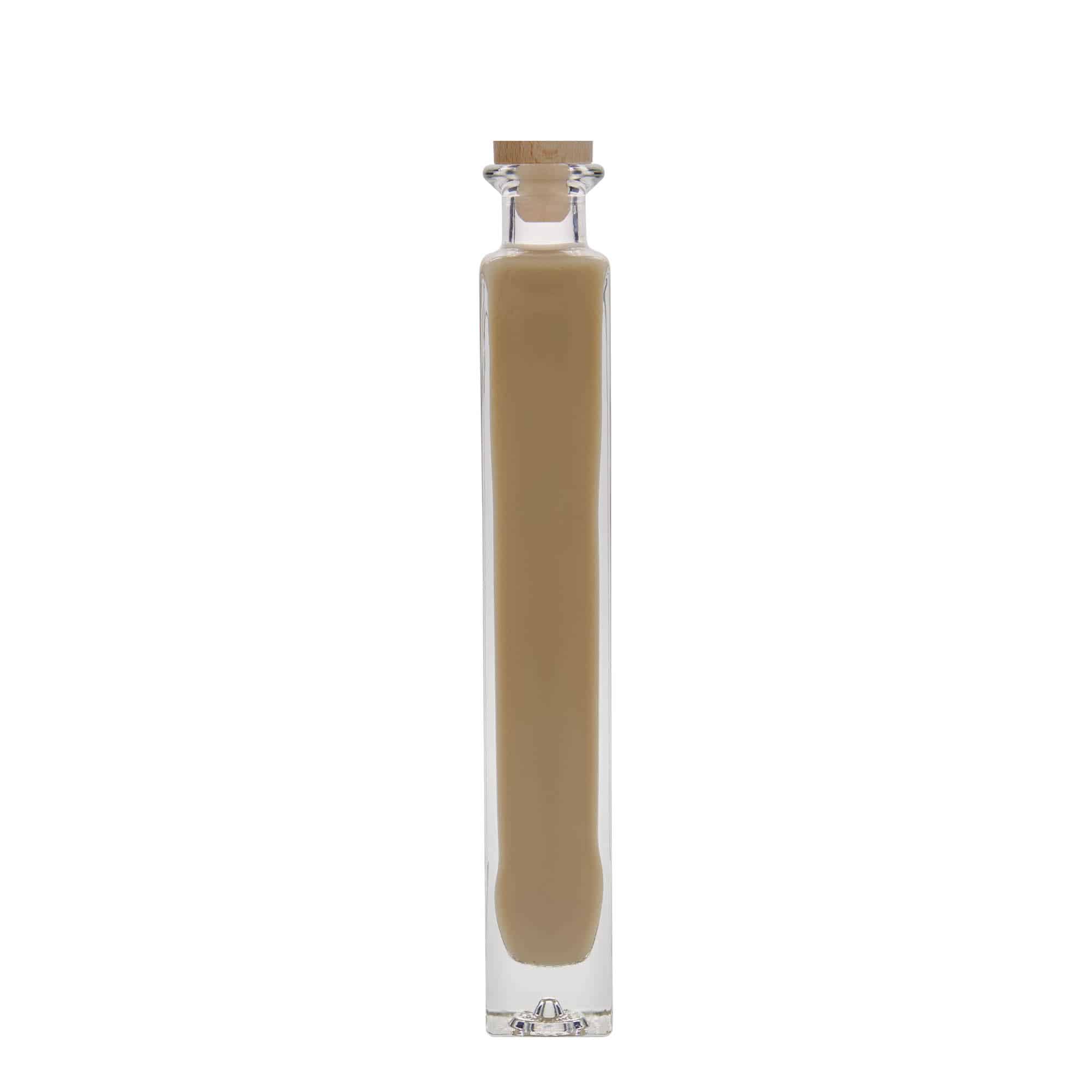200 ml Glasflasche 'Tommy', quadratisch, Mündung: Kork