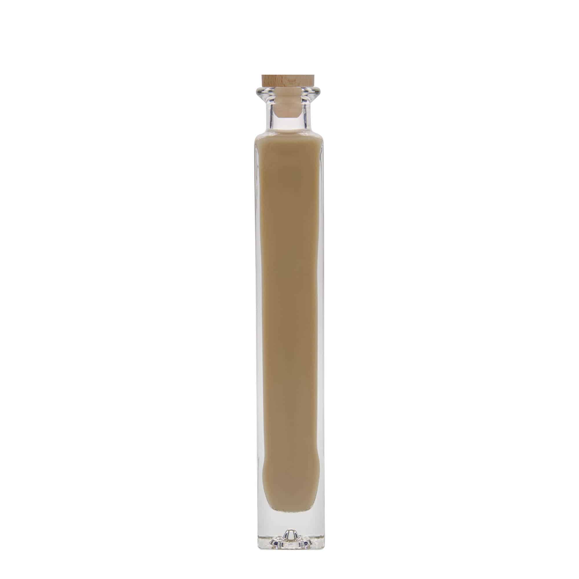 200 ml Glasflasche 'Tommy', quadratisch, Mündung: Kork