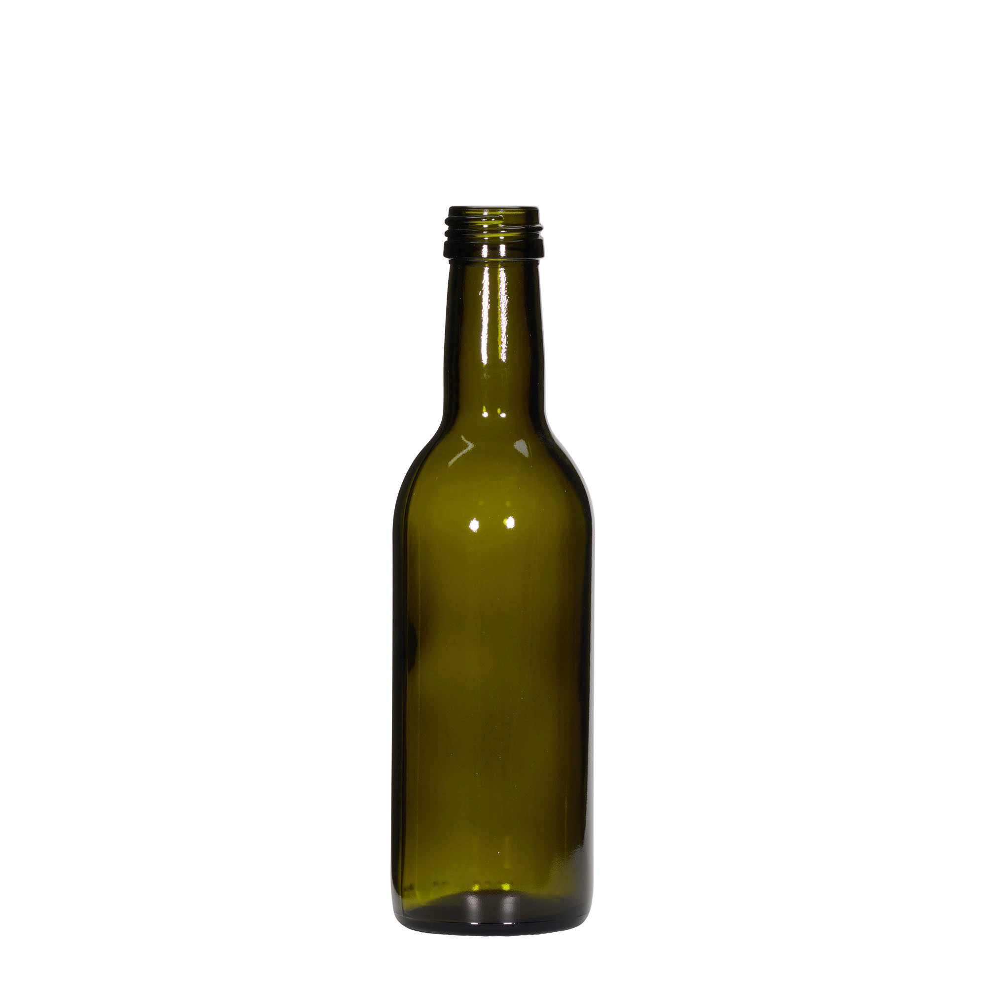 250 ml Glasflasche 'Bordeaux', antikgrün, Mündung: PP 28 250 ml Glasflasche 'Bordeaux', antikgrün, Mündung: PP 28