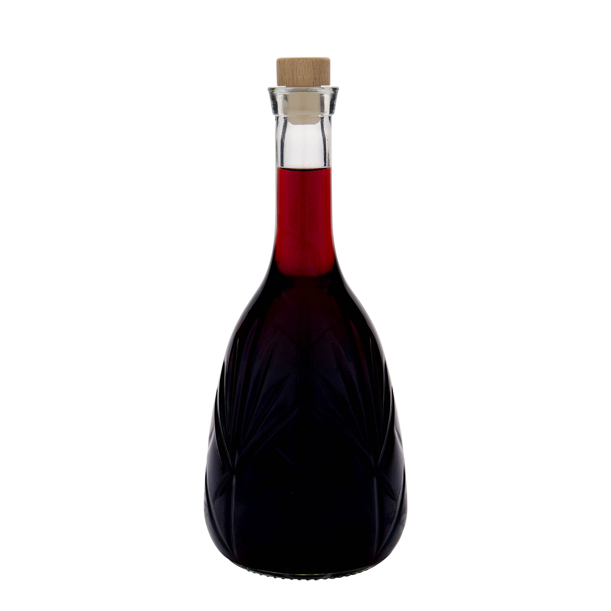 1.000 ml Glasflasche 'Reliefa', Mündung: Kork 1.000 ml Glasflasche 'Reliefa', Mündung: Kork