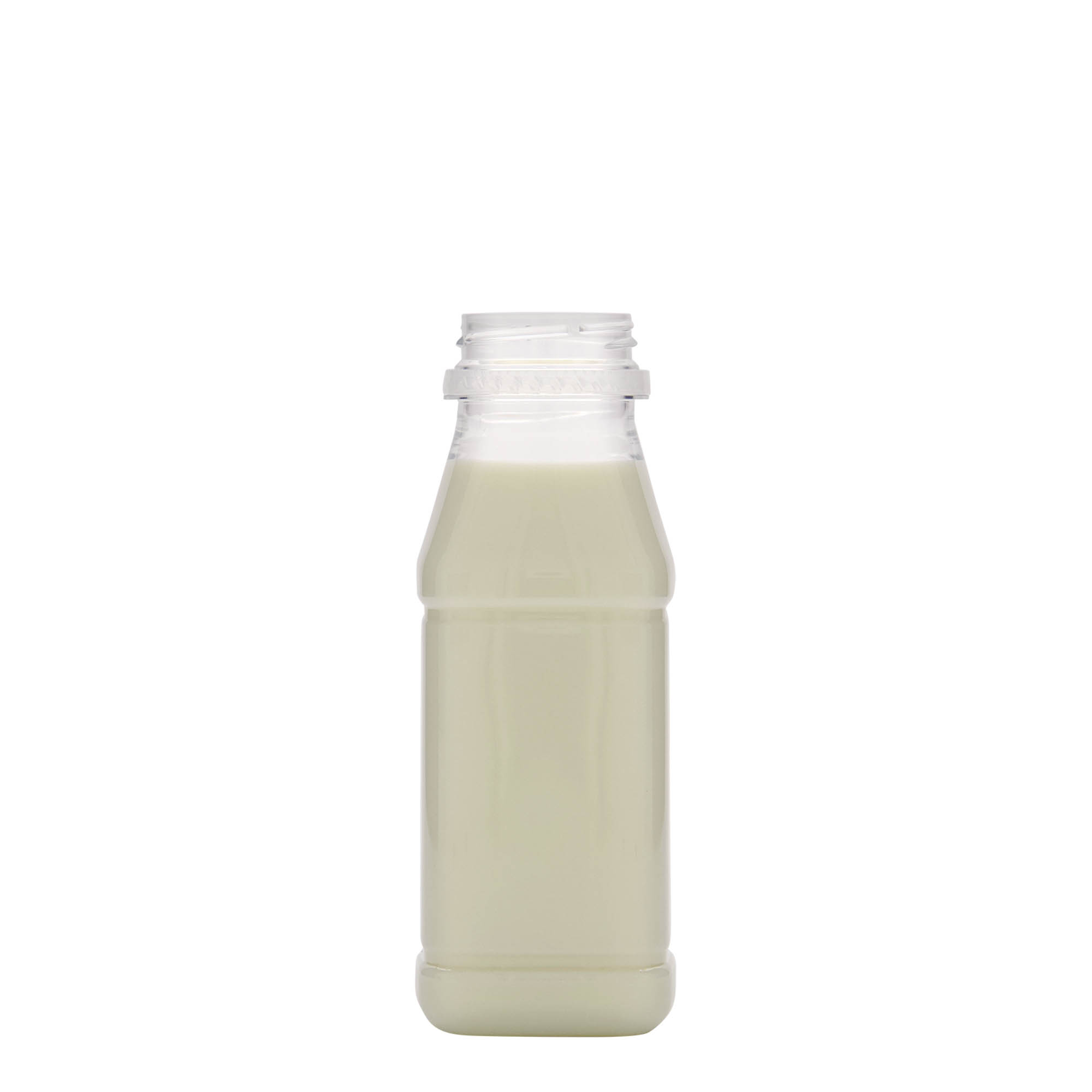 250 ml PET-Flasche „Milk and Juice Carré“, quadratisch, Kunststoff, Mündung: 38 mm