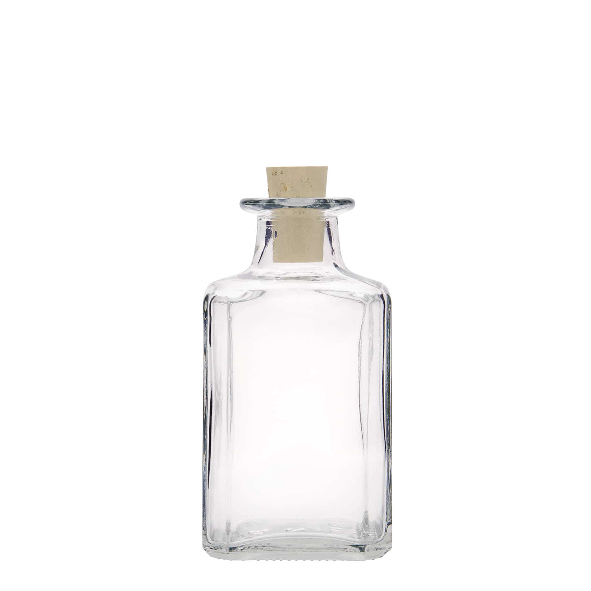 250 ml Glasflasche 'Torben', quadratisch, Mündung: Kork