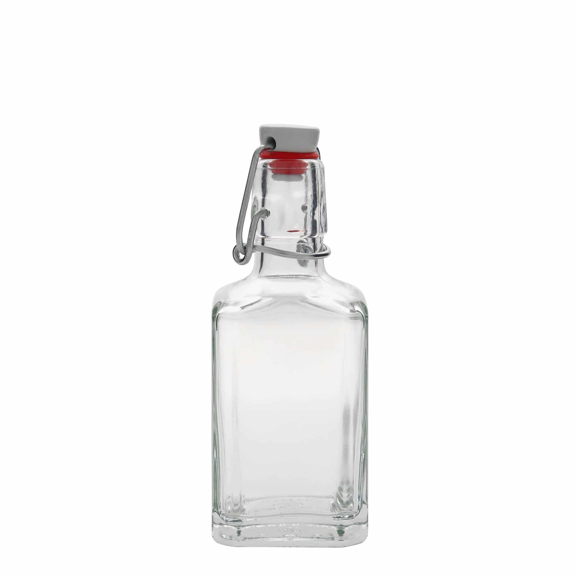 250 ml Glasflasche „Rialto“, quadratisch, Mündung: Bügelverschluss
