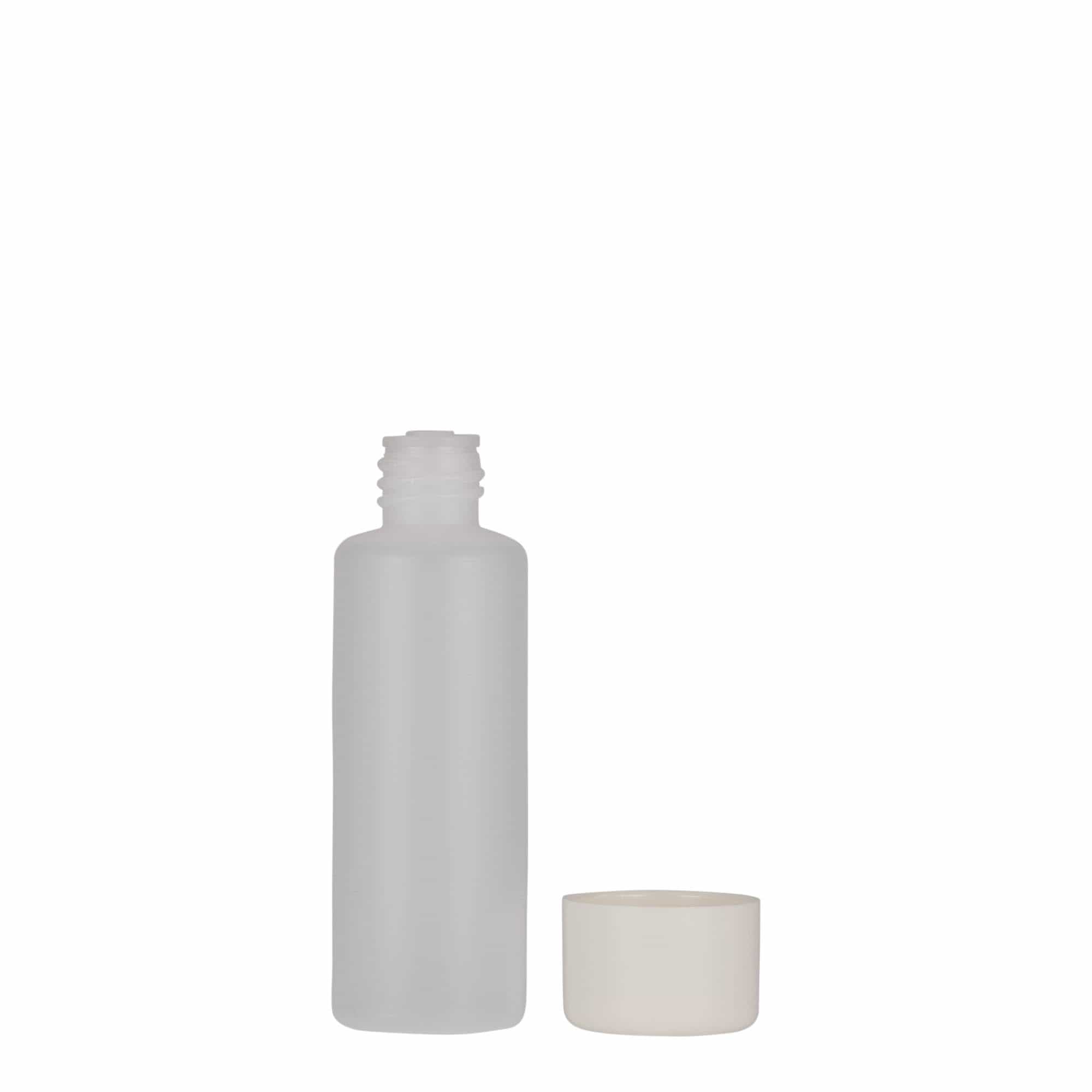 50 ml Rundflasche, PE-Kunststoff, natur, Mündung: Schraubverschluss 50 ml Rundflasche, PE-Kunststoff, natur, Mündung: Schraubverschluss