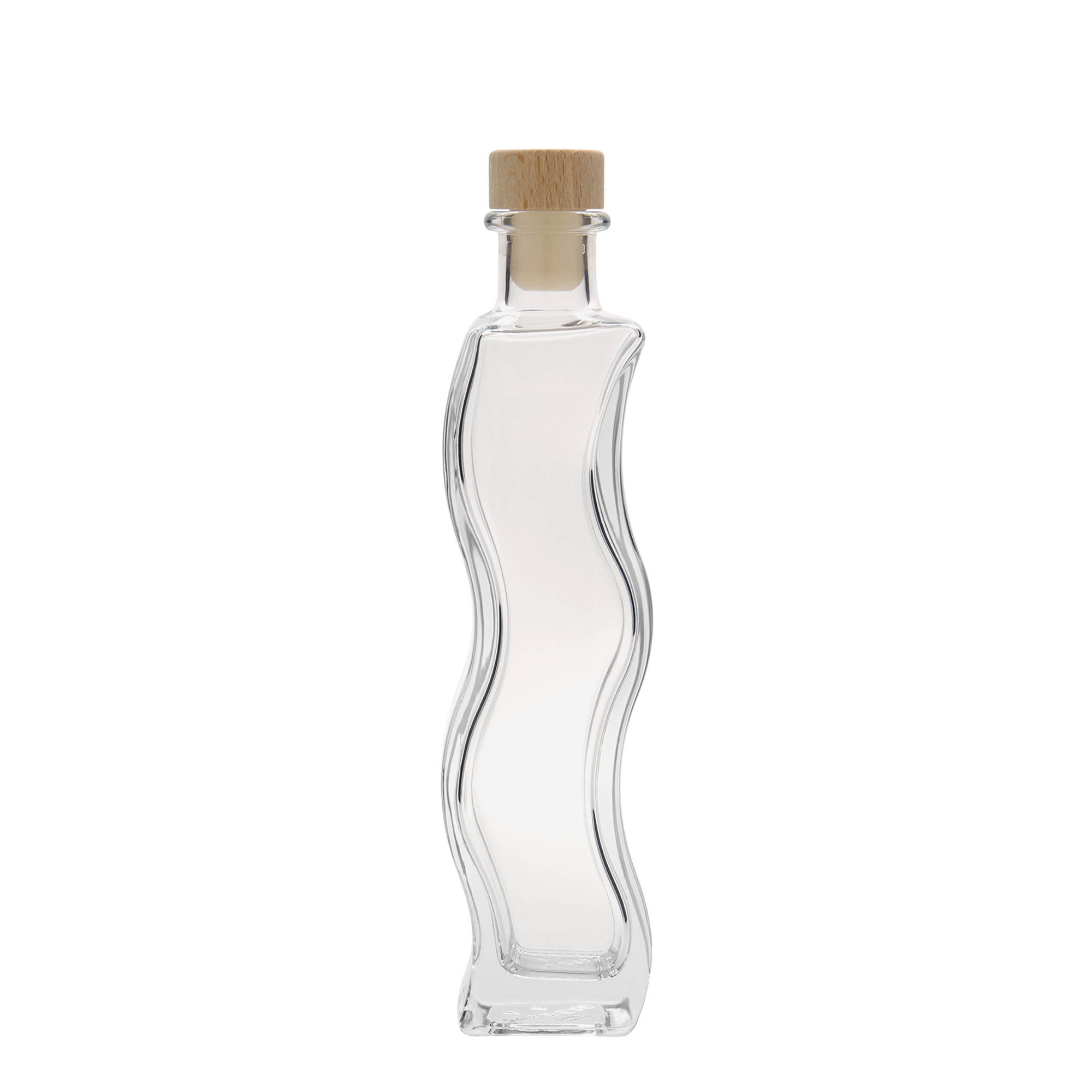 200 ml Glasflasche „Welle“, quadratisch, Mündung: Kork