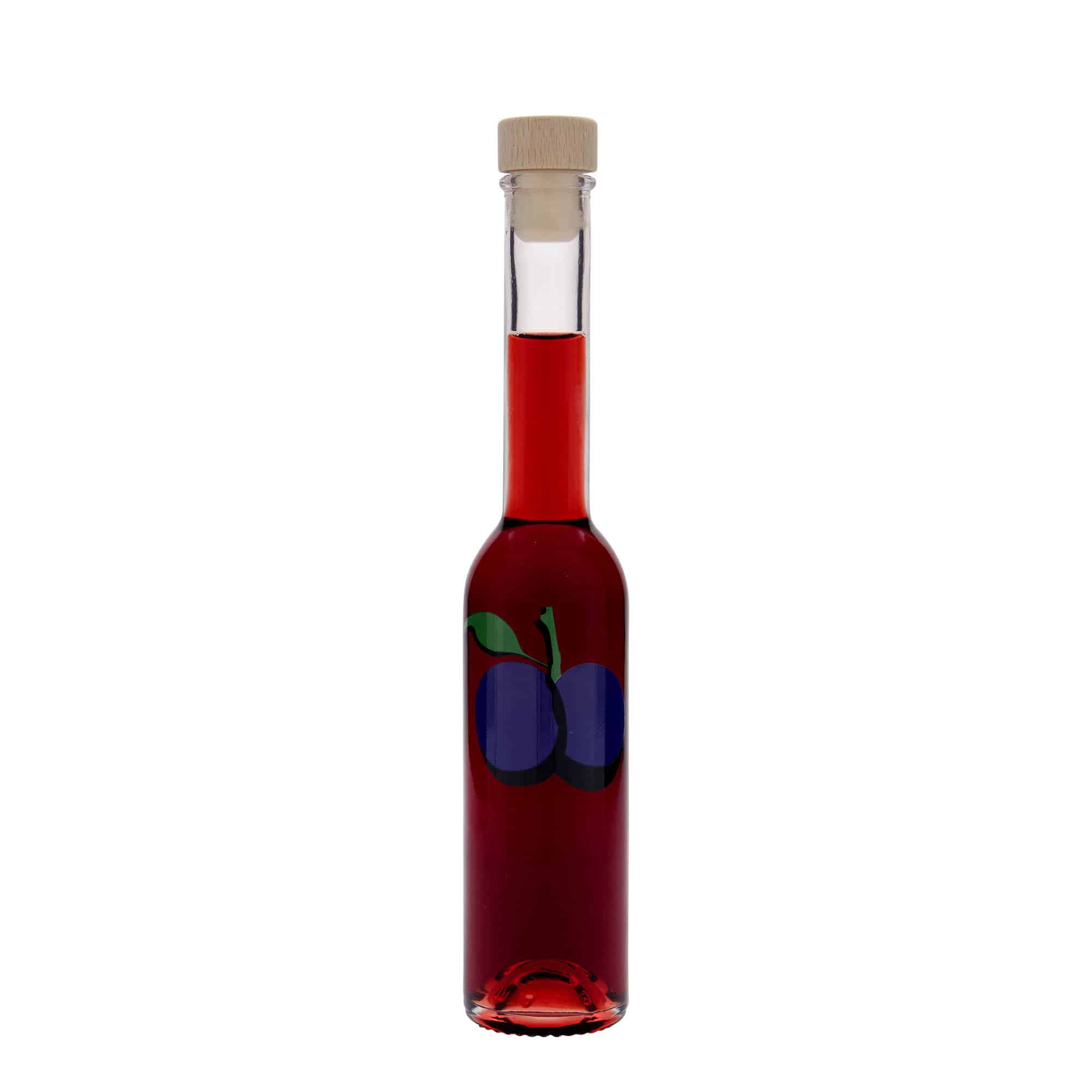 200 ml Glasflasche „Opera“, Motiv: Pflaume, Mündung: Kork
