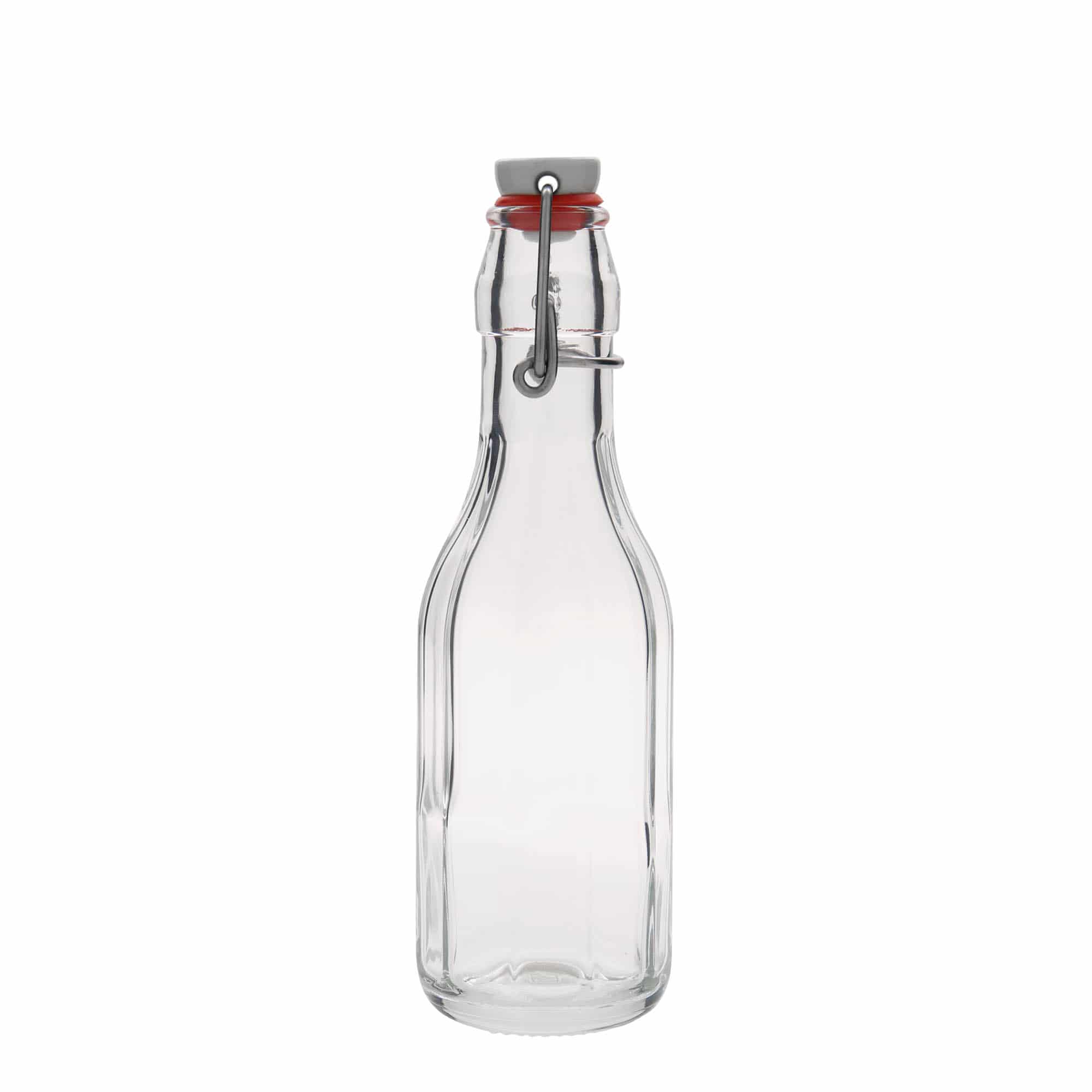 250 ml Glasflasche „Bravo“, zehneckig, Mündung: Bügelverschluss