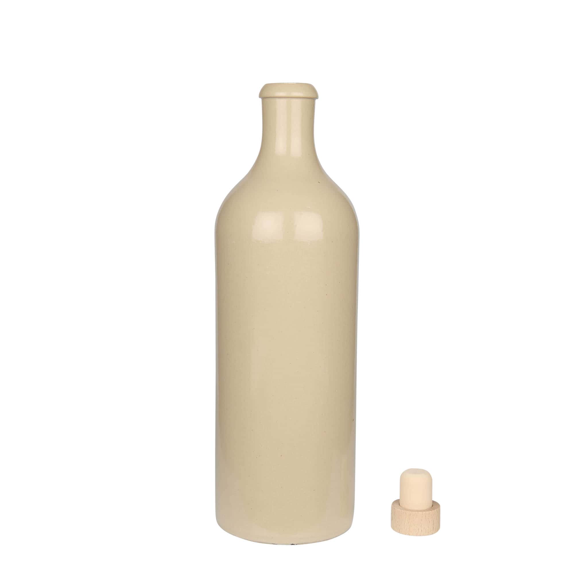 750 ml Tonkrug, Steinzeug, beige, Mündung: Kork