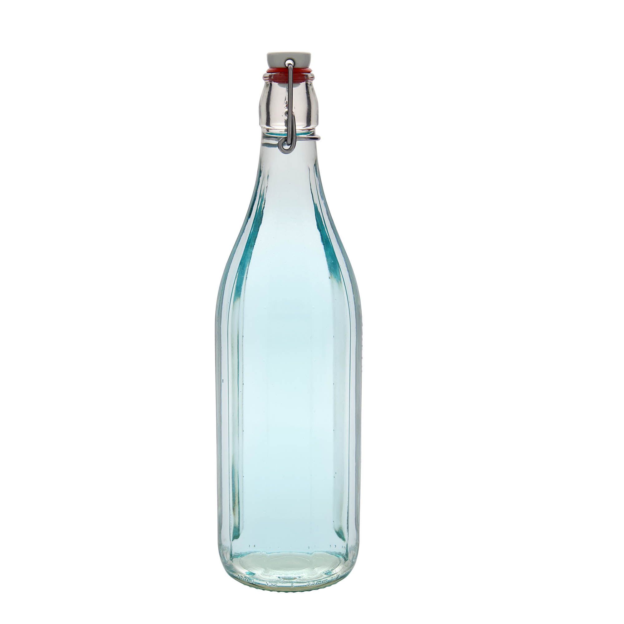 1.000 ml Glasflasche 'Bravo', zehneckig, Mündung: Bügelverschluss 1.000 ml Glasflasche 'Bravo', zehneckig, Mündung: Bügelverschluss