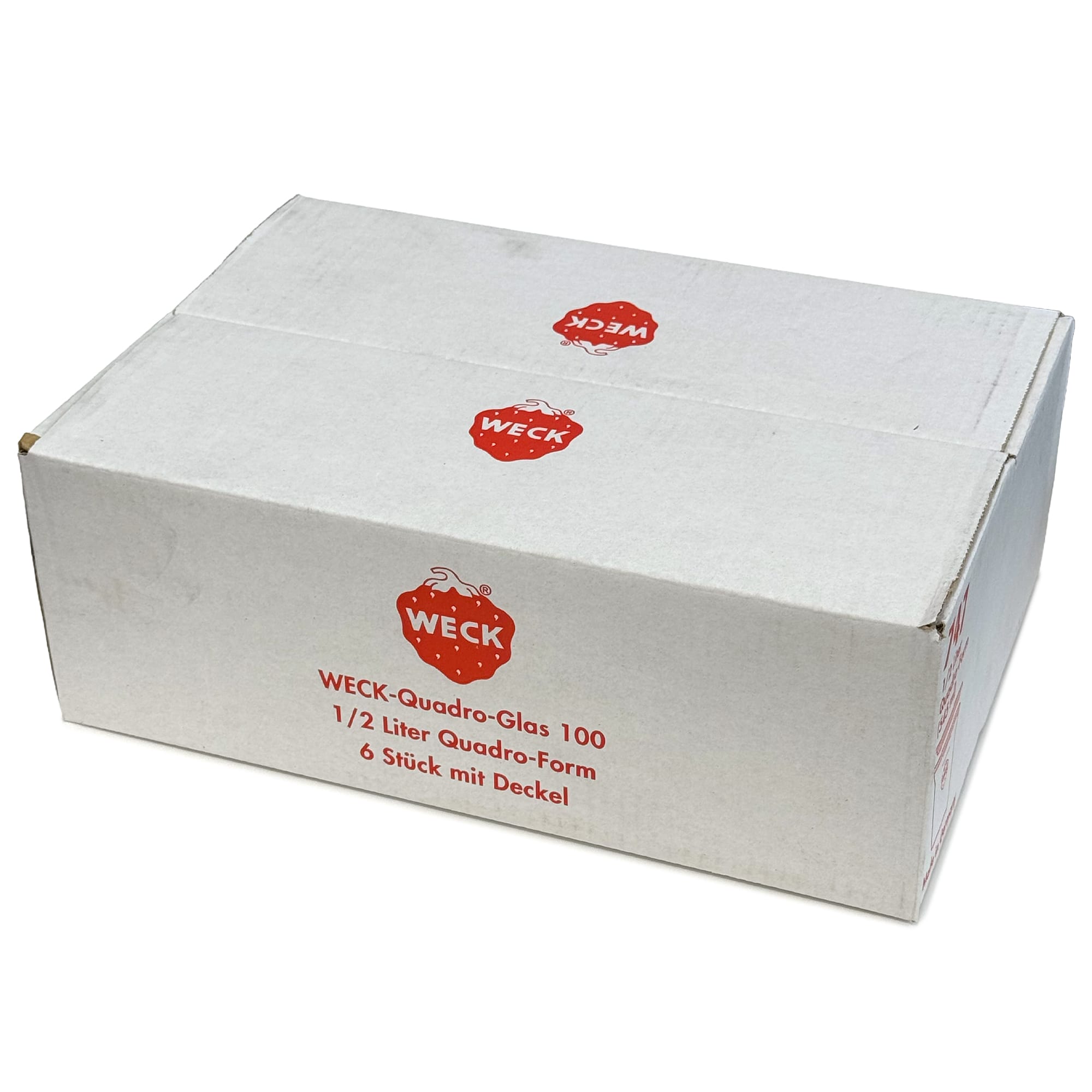 6x 545 ml WECK-Quadroglas mit Glasdeckel RR 100