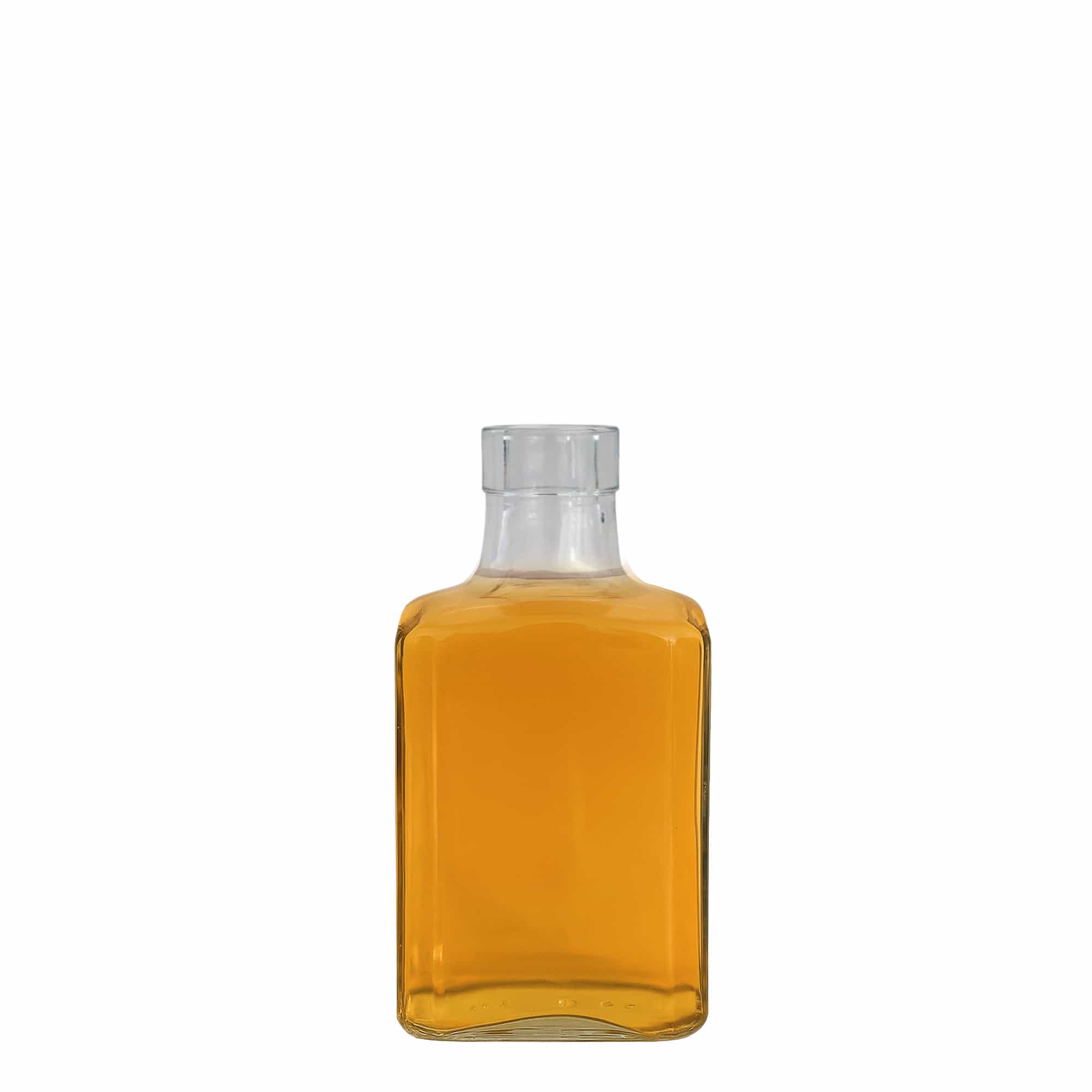 250 ml Glasflasche „Decanter Quadro Oberband“, quadratisch, Mündung: Kork