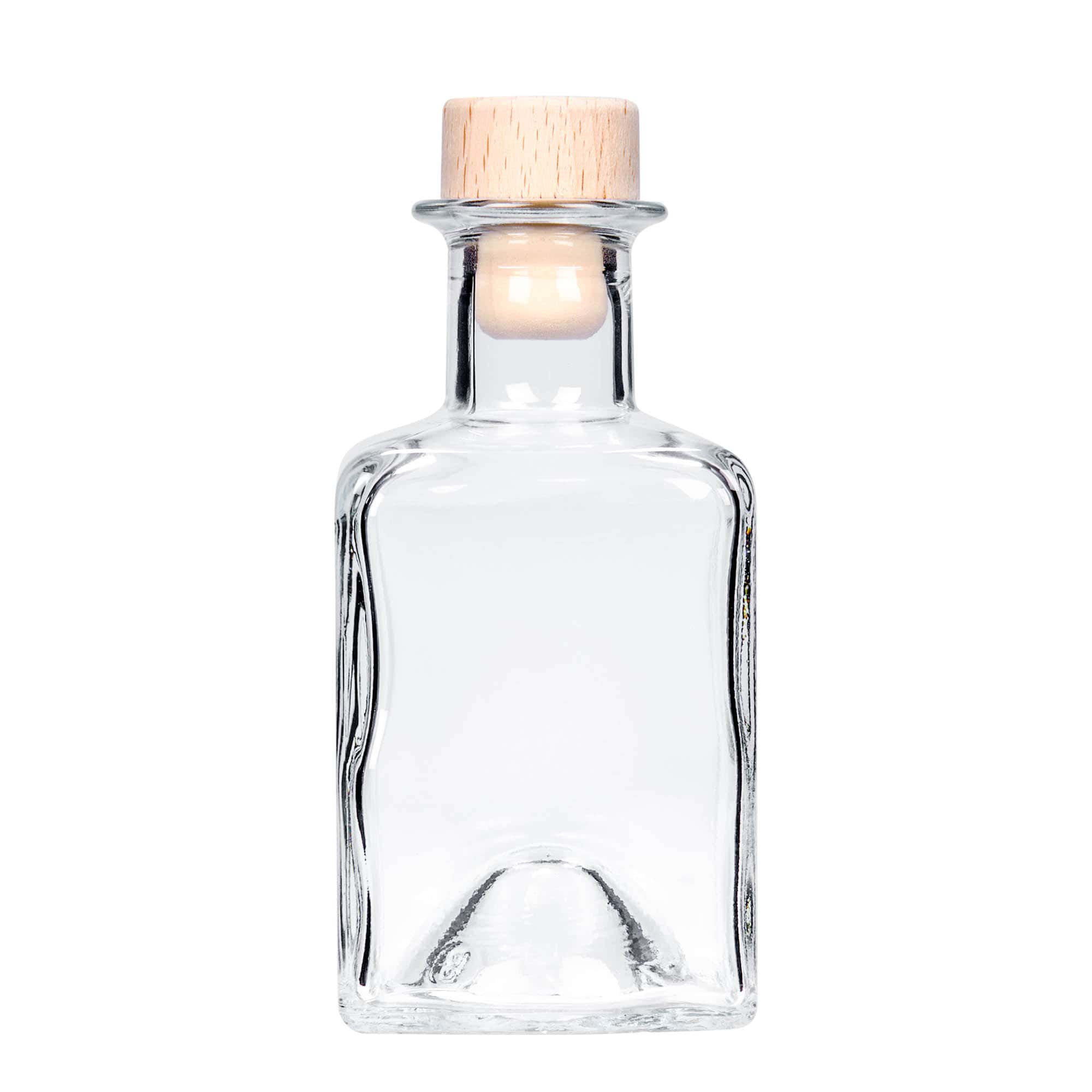 200 ml Glasflasche 'Kubica', quadratisch, Mündung: Kork 200 ml Glasflasche 'Kubica', quadratisch, Mündung: Kork