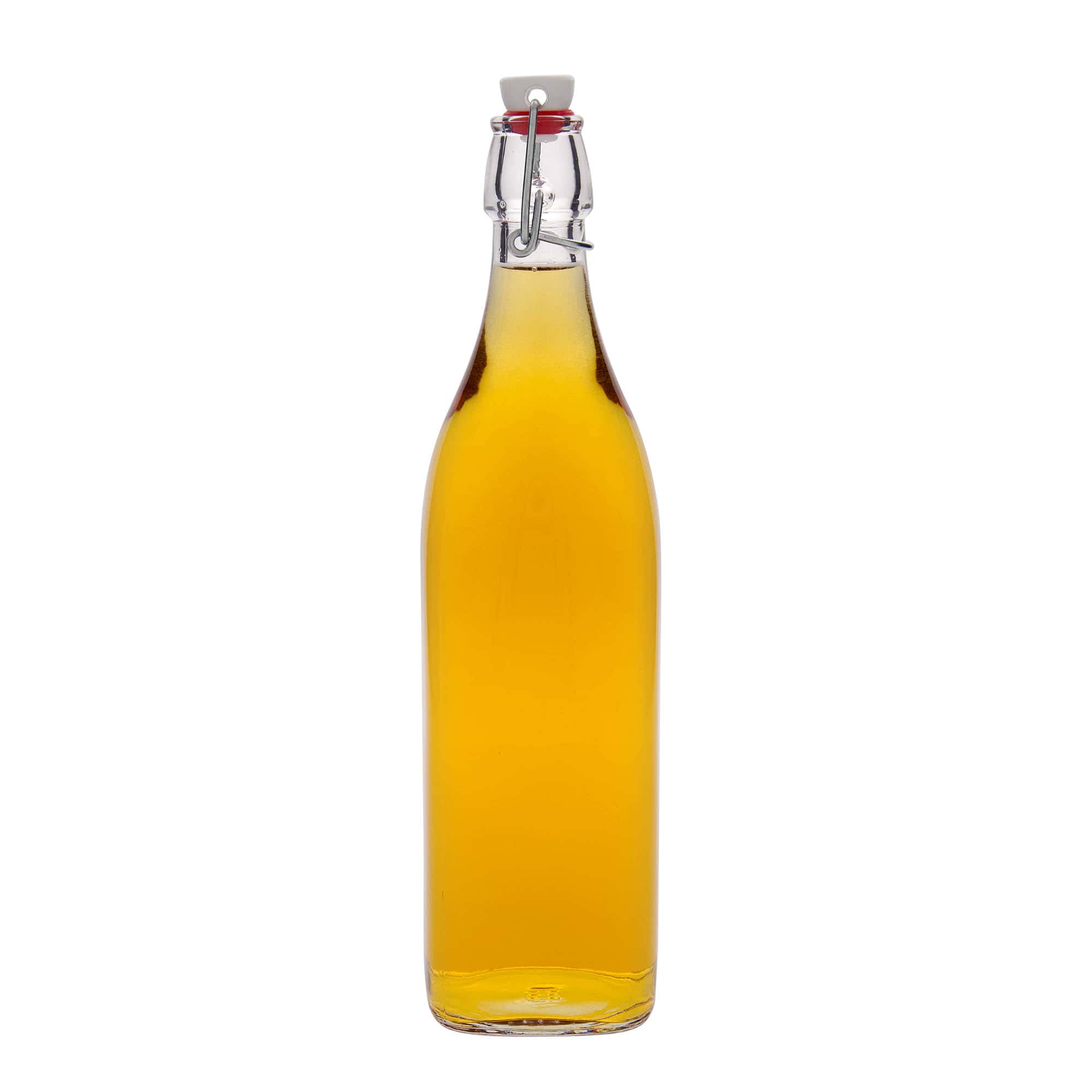 1.000 ml Glasflasche „Swing“, quadratisch, Mündung: Bügelverschluss