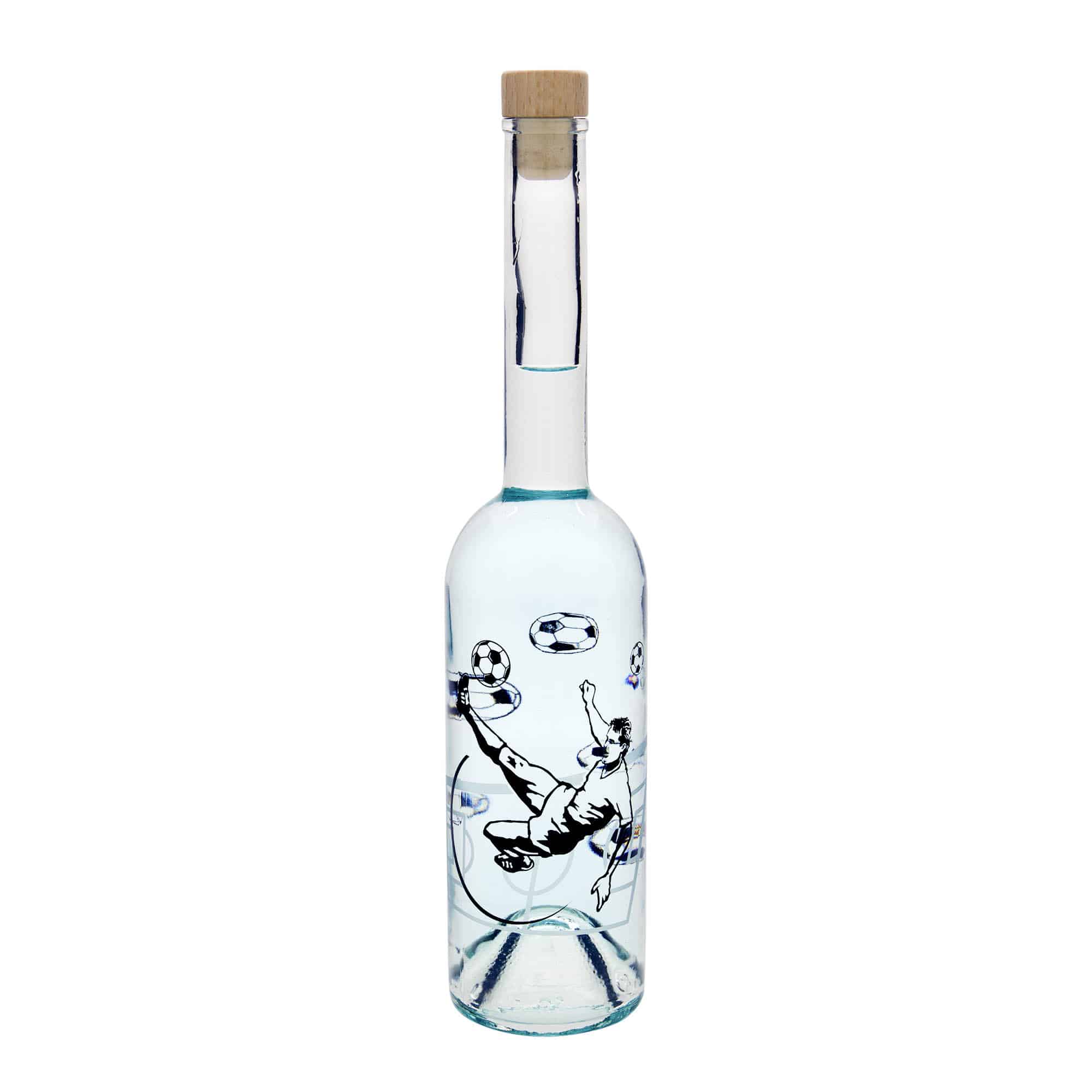 500 ml Glasflasche „Opera“, Motiv: Fußballspieler, Mündung: Kork