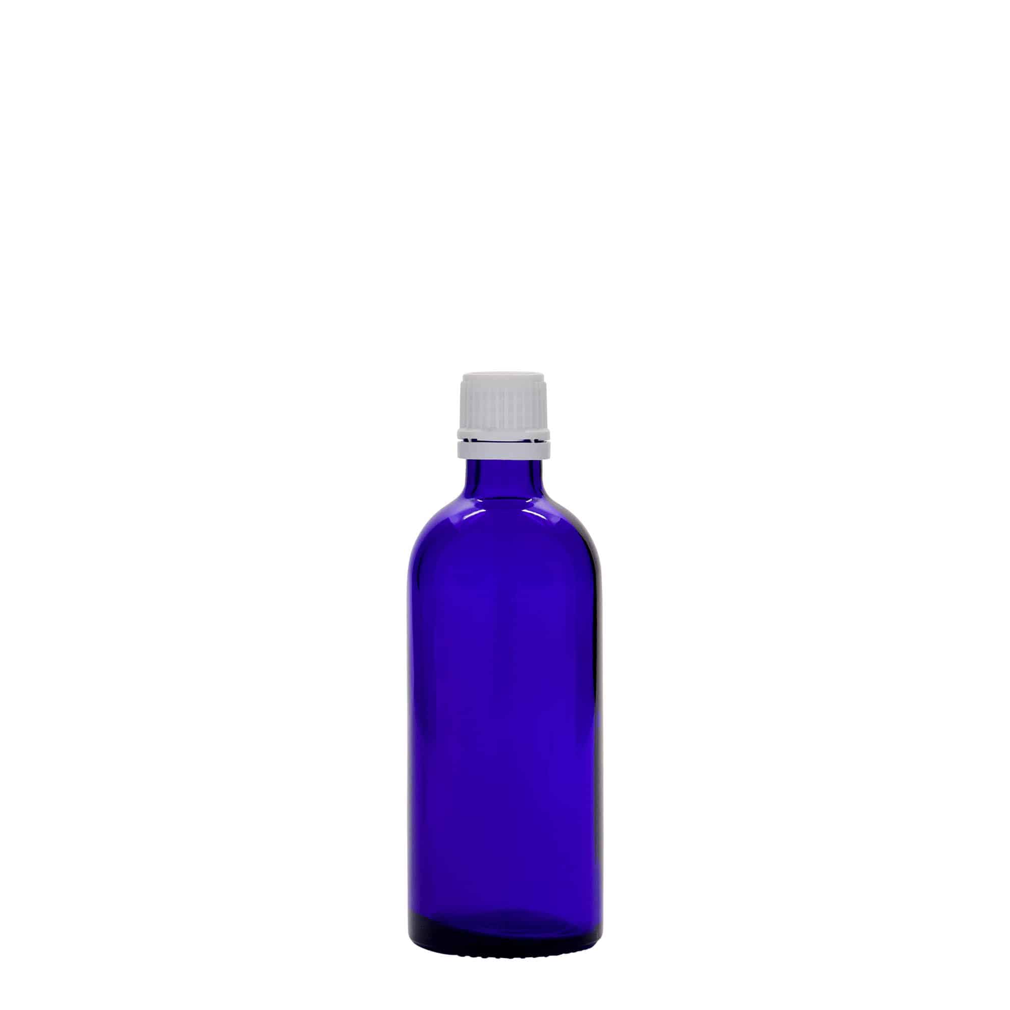 100 ml Medizinflasche, Glas, royalblau, Mündung: DIN 18