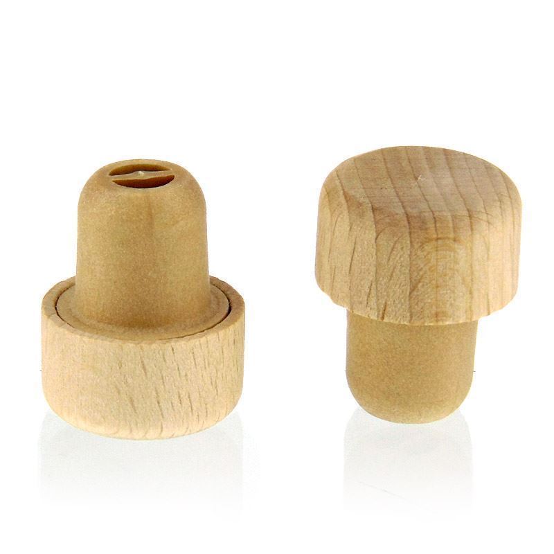 Griffkorken mit Dosieröffnung 19 mm, Kunststoff-Holz, mehrfarbig, für Mündung: Kork