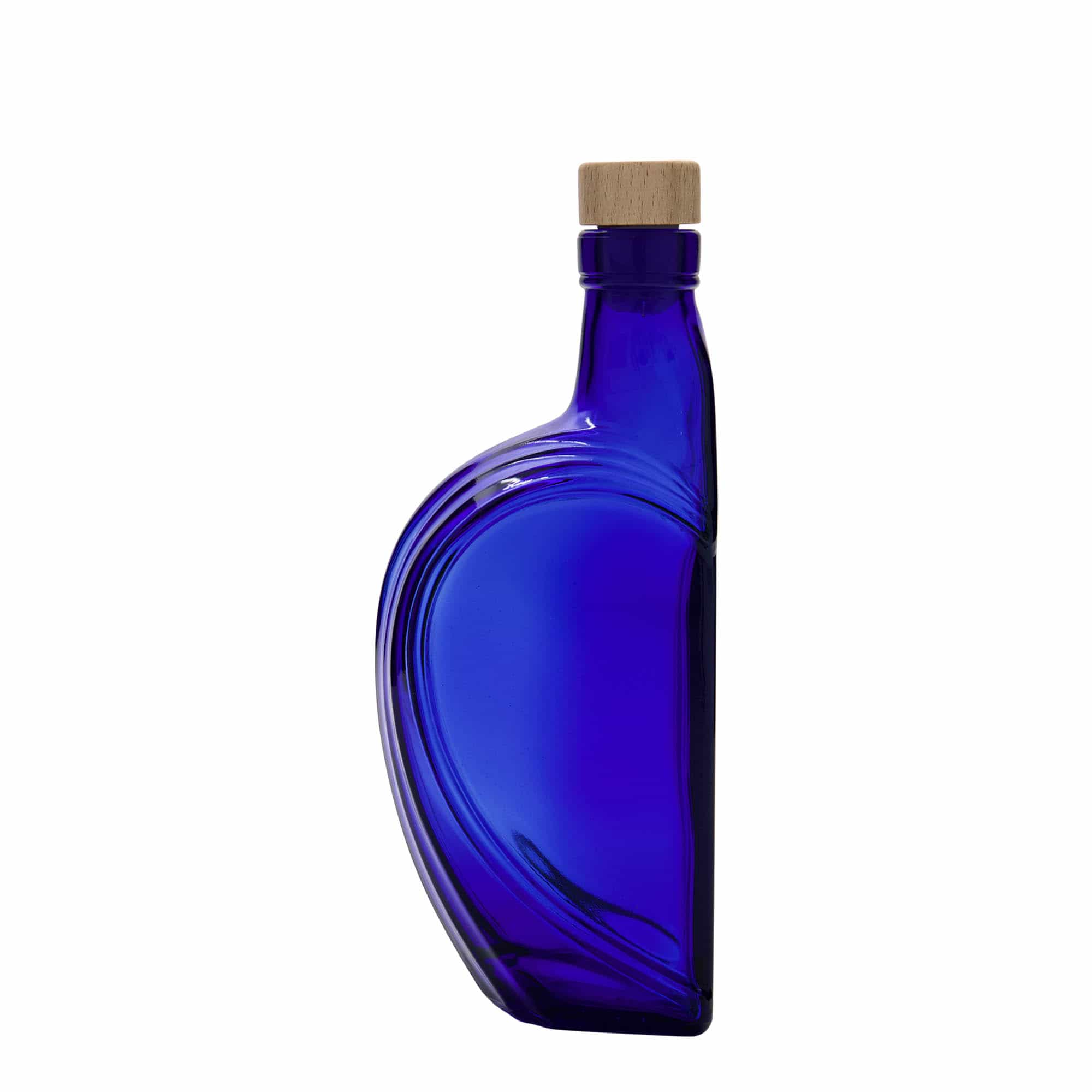375 ml Glasflasche „Sweethearts“, rechteckig, royalblau, Mündung: Kork