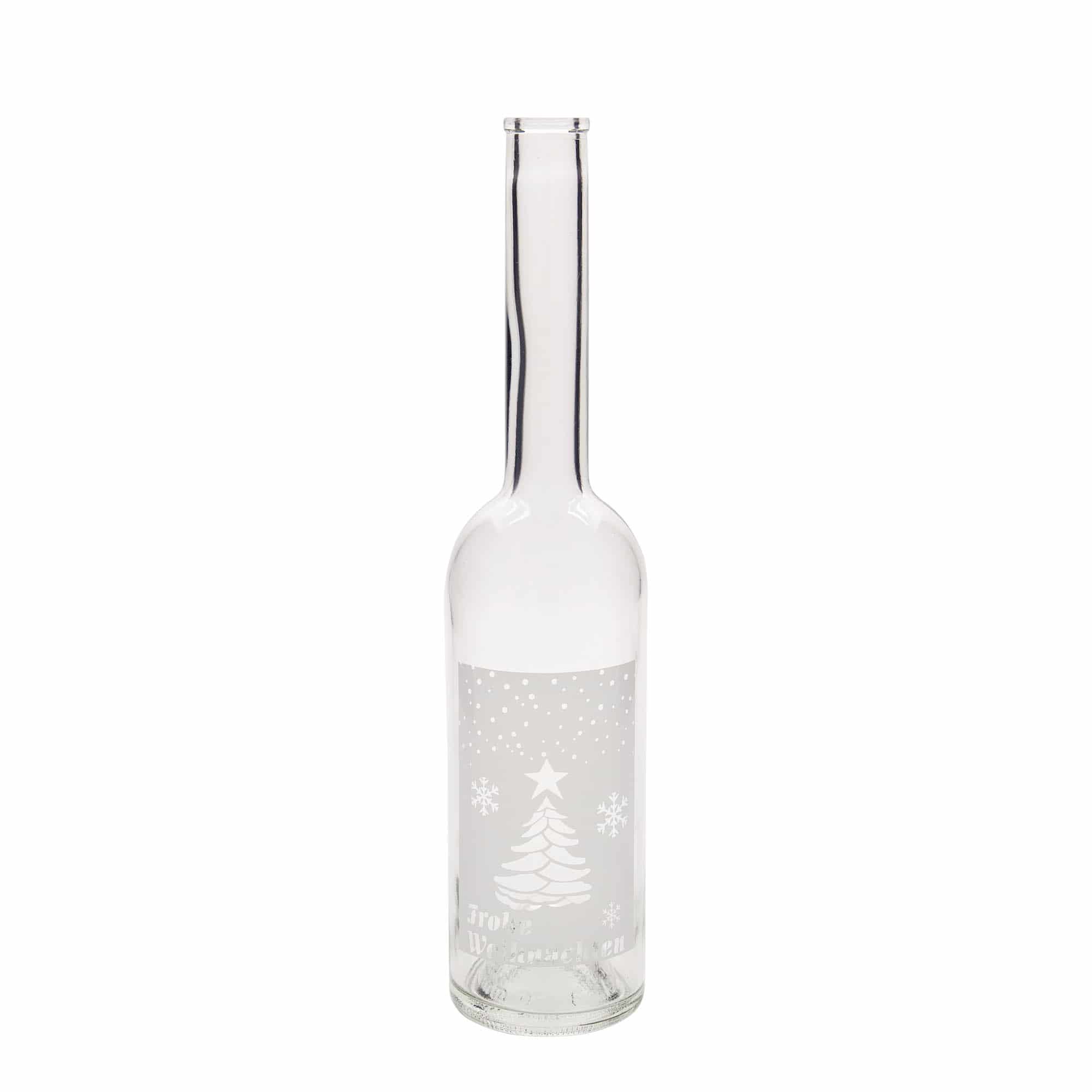 500 ml Glasflasche „Opera“, Motiv: Weiße Weihnachten, Mündung: Kork
