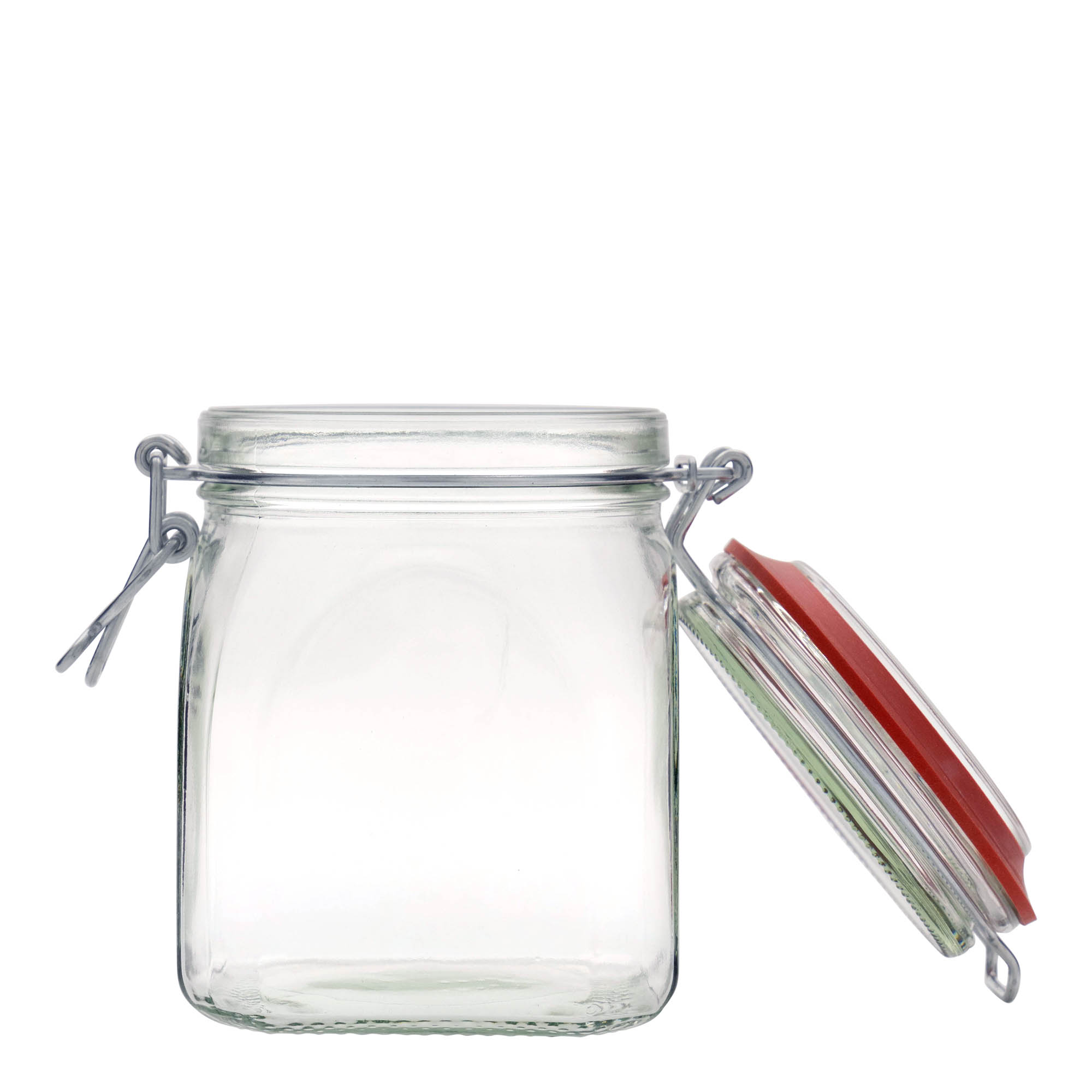 900 ml Drahtbügelglas, quadratisch, Mündung: Drahtbügelverschluss 900 ml Drahtbügelglas, quadratisch, Mündung: Drahtbügelverschluss