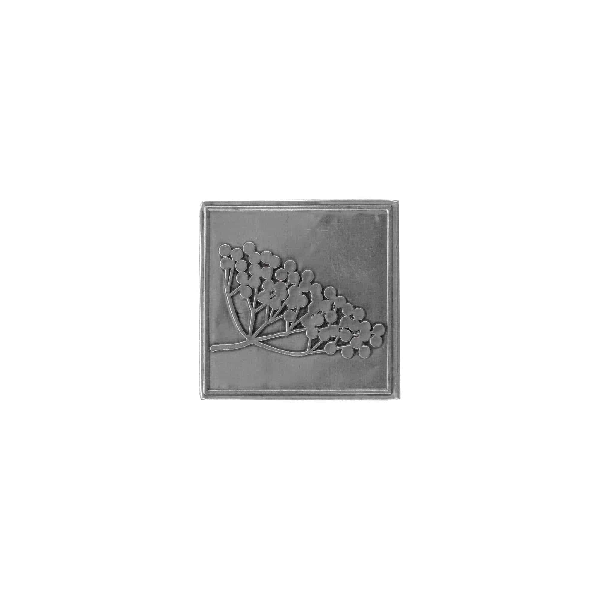 Zinnetikett 'Holunder', quadratisch, Metall, silber Zinnetikett 'Holunder', quadratisch, Metall, silber