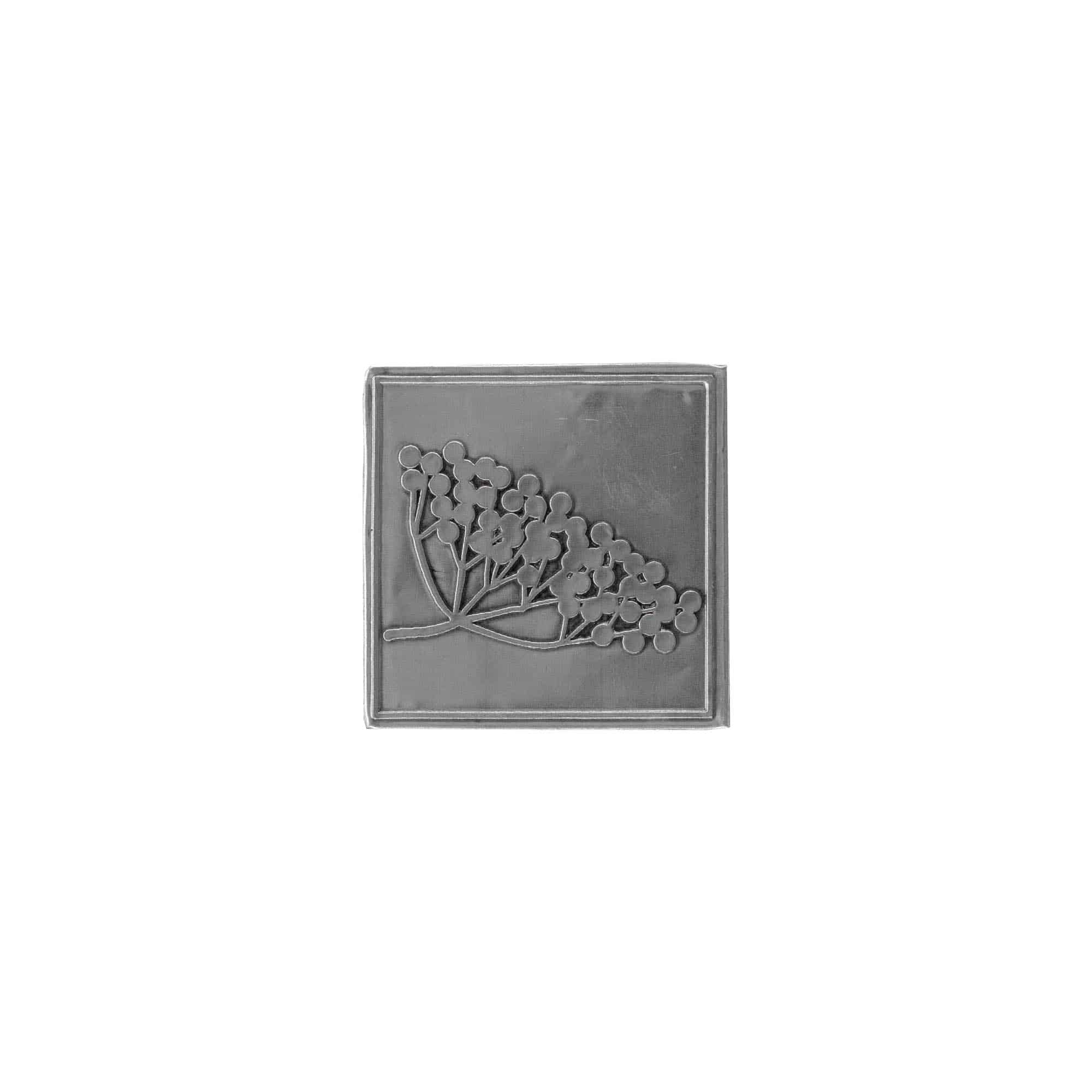 Zinnetikett „Holunder“, quadratisch, Metall, silber