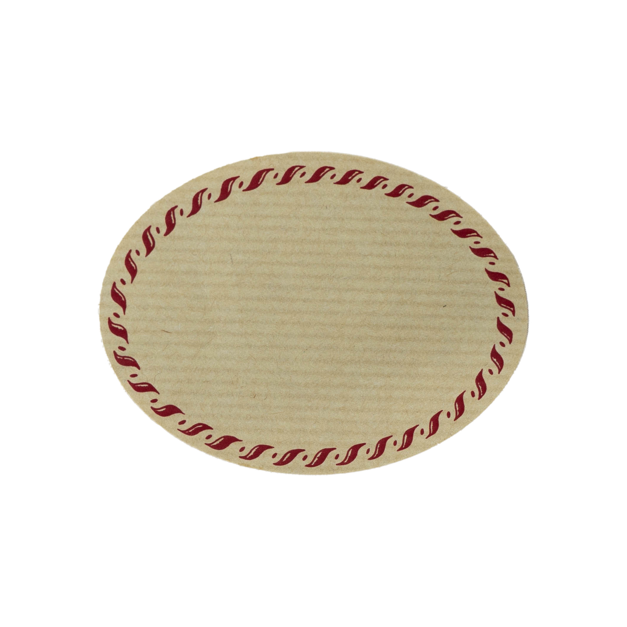 Großes Naturetikett 'Kordelrand', oval, Papier, rot-braun Großes Naturetikett 'Kordelrand', oval, Papier, rot-braun
