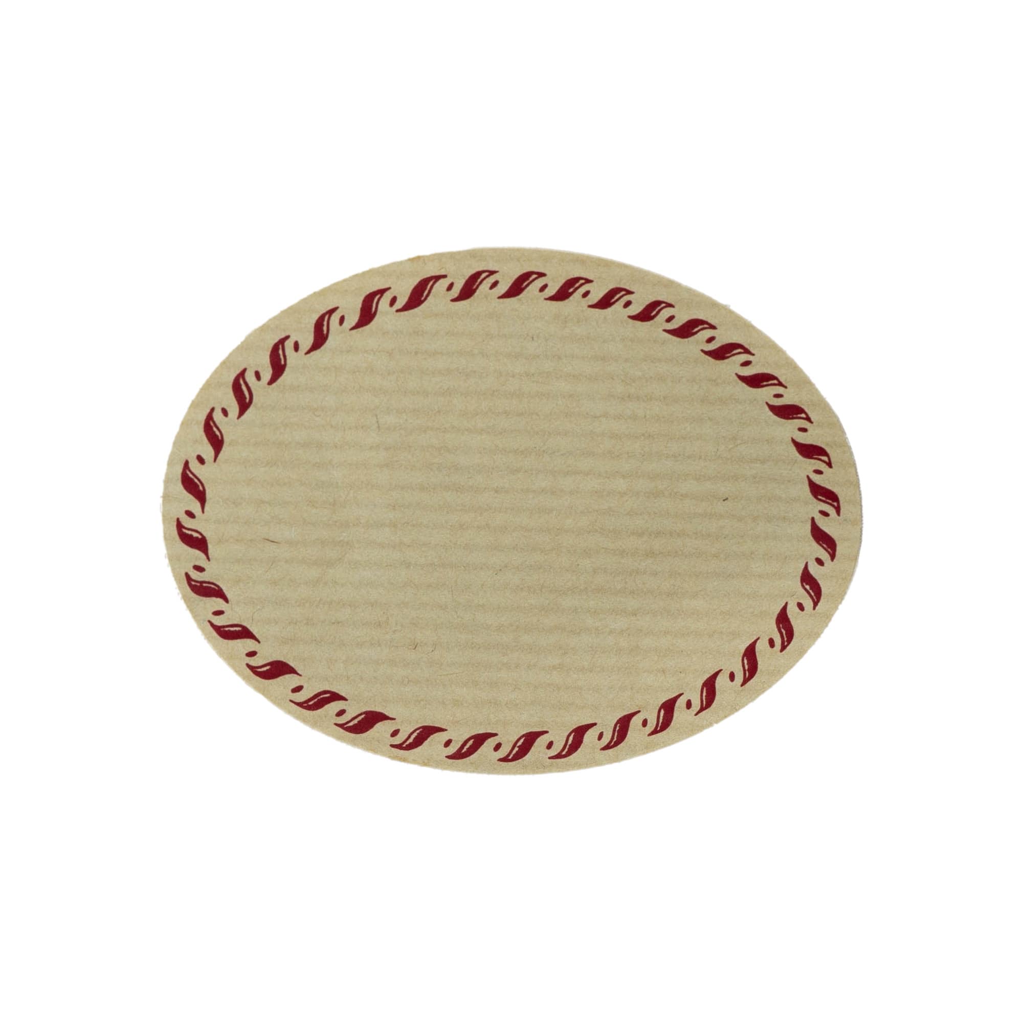 Großes Naturetikett 'Kordelrand', oval, Papier, rot-braun