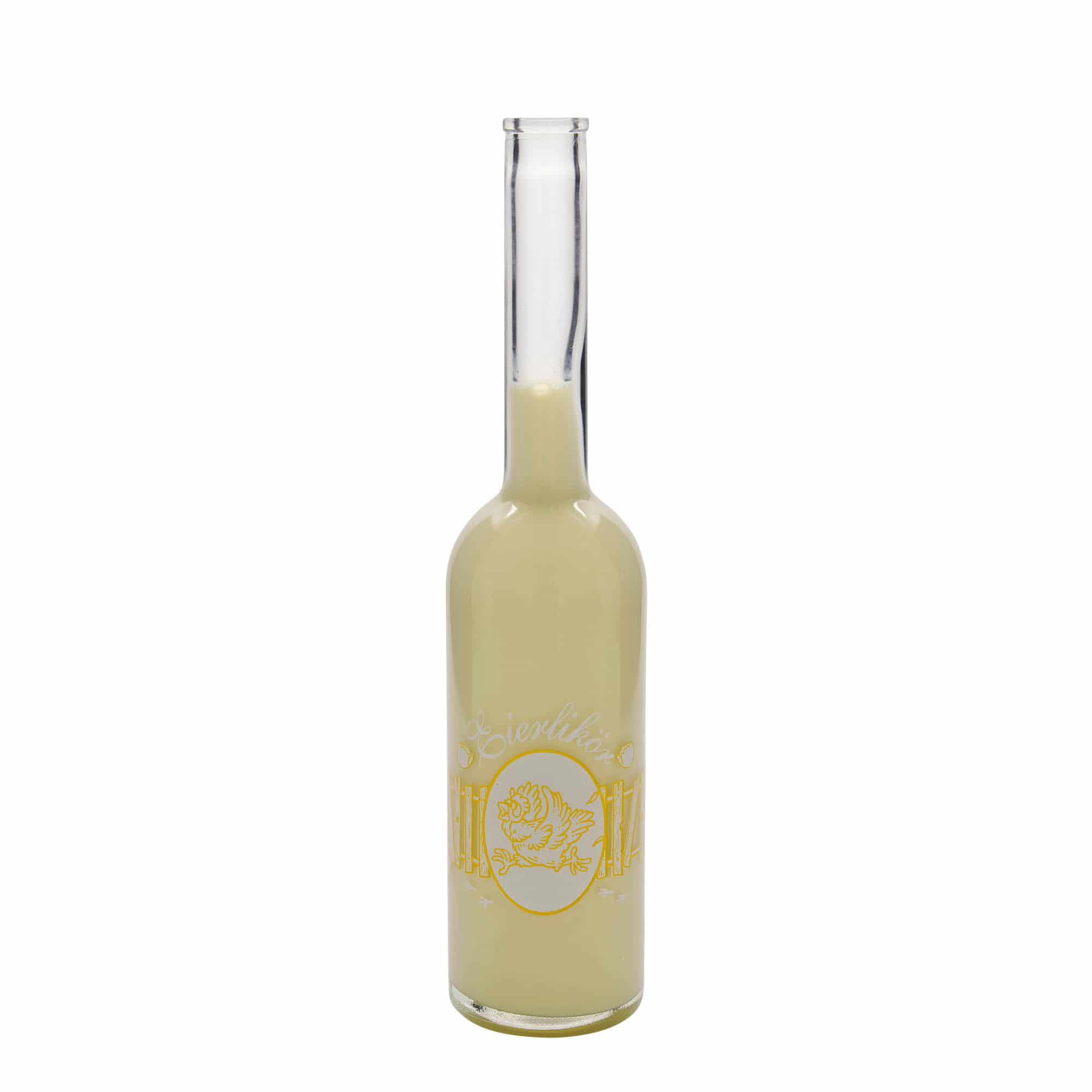 500 ml Glasflasche 'Opera', Motiv: Eierlikör, Mündung: Kork 500 ml Glasflasche 'Opera', Motiv: Eierlikör, Mündung: Kork