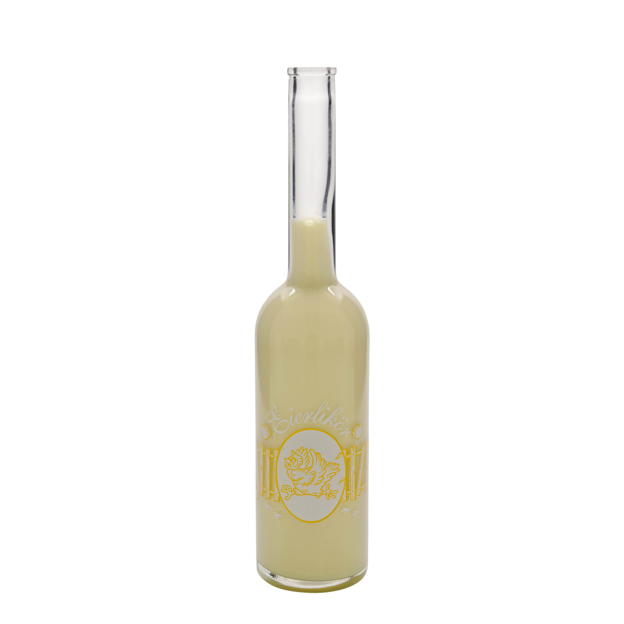 500 ml Glasflasche 'Opera', Motiv: Eierlikör, Mündung: Kork 500 ml Glasflasche 'Opera', Motiv: Eierlikör, Mündung: Kork