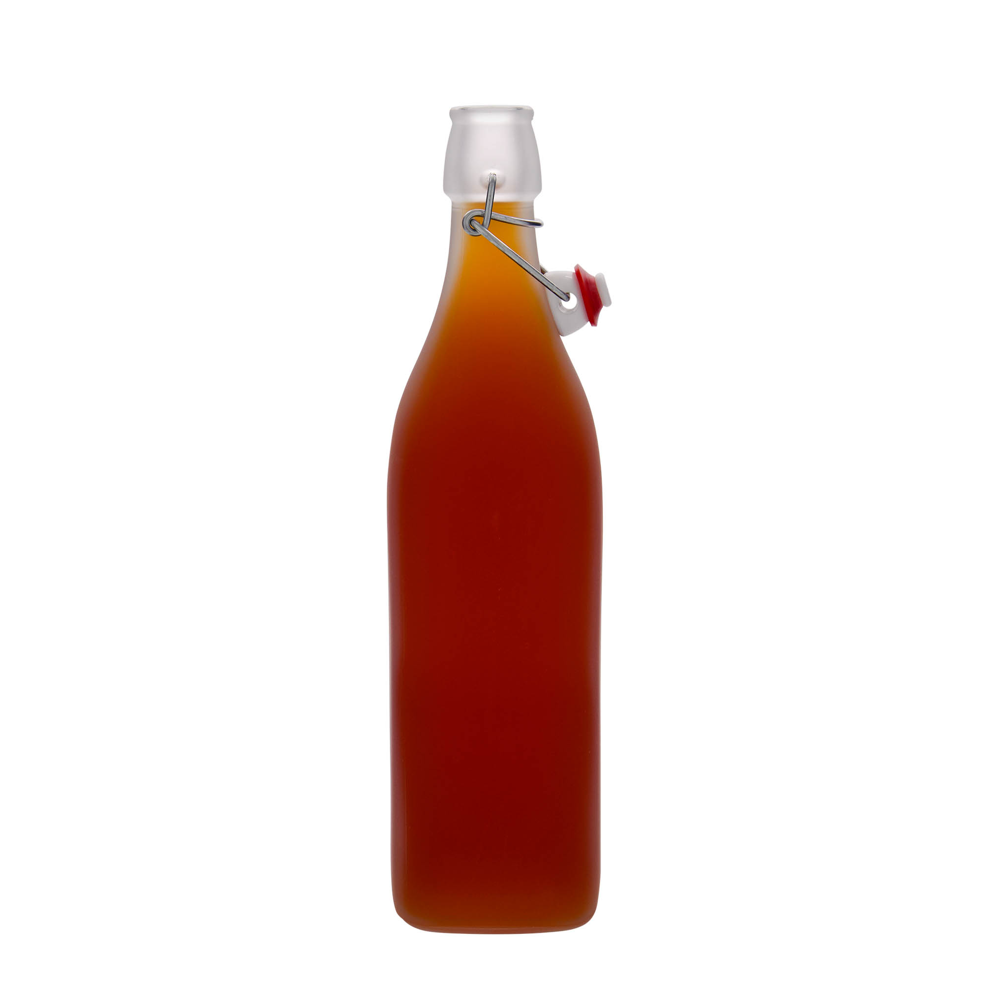 1.000 ml Glasflasche 'Swing, quadratisch, geeist, Mündung: Bügelverschluss 1.000 ml Glasflasche 'Swing, quadratisch, geeist, Mündung: Bügelverschluss
