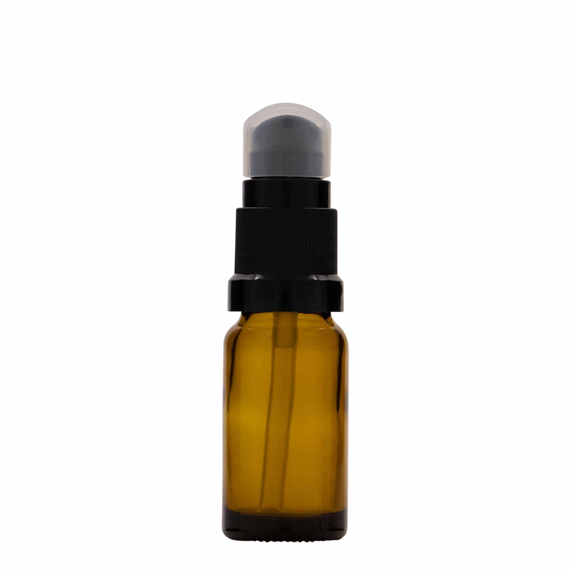 10 ml Medizinflasche mit Lotionspumpe, Glas, braun, Mündung: DIN 18