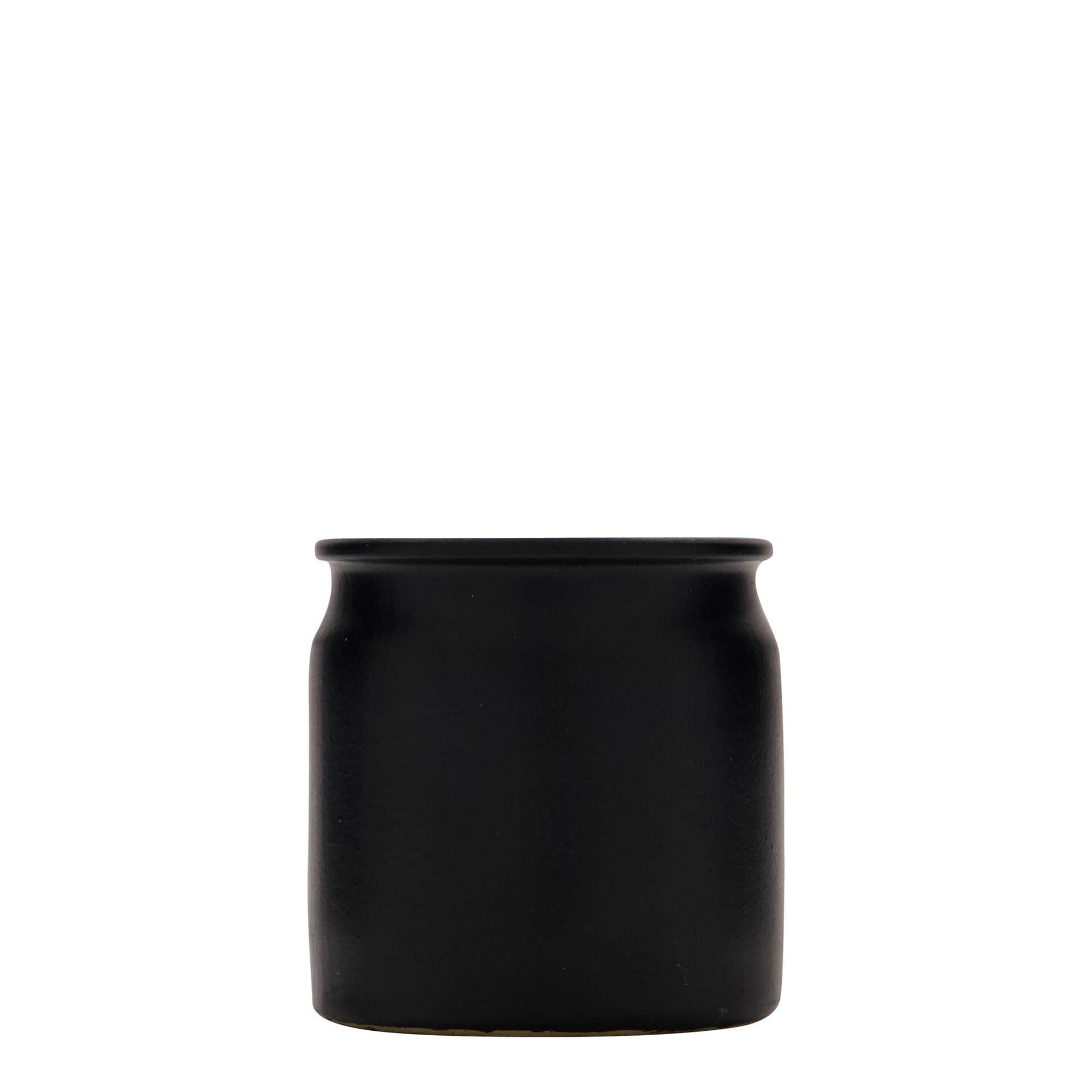 160 ml Steinzeugtopf, Keramik, schwarz, Mündung: Kork