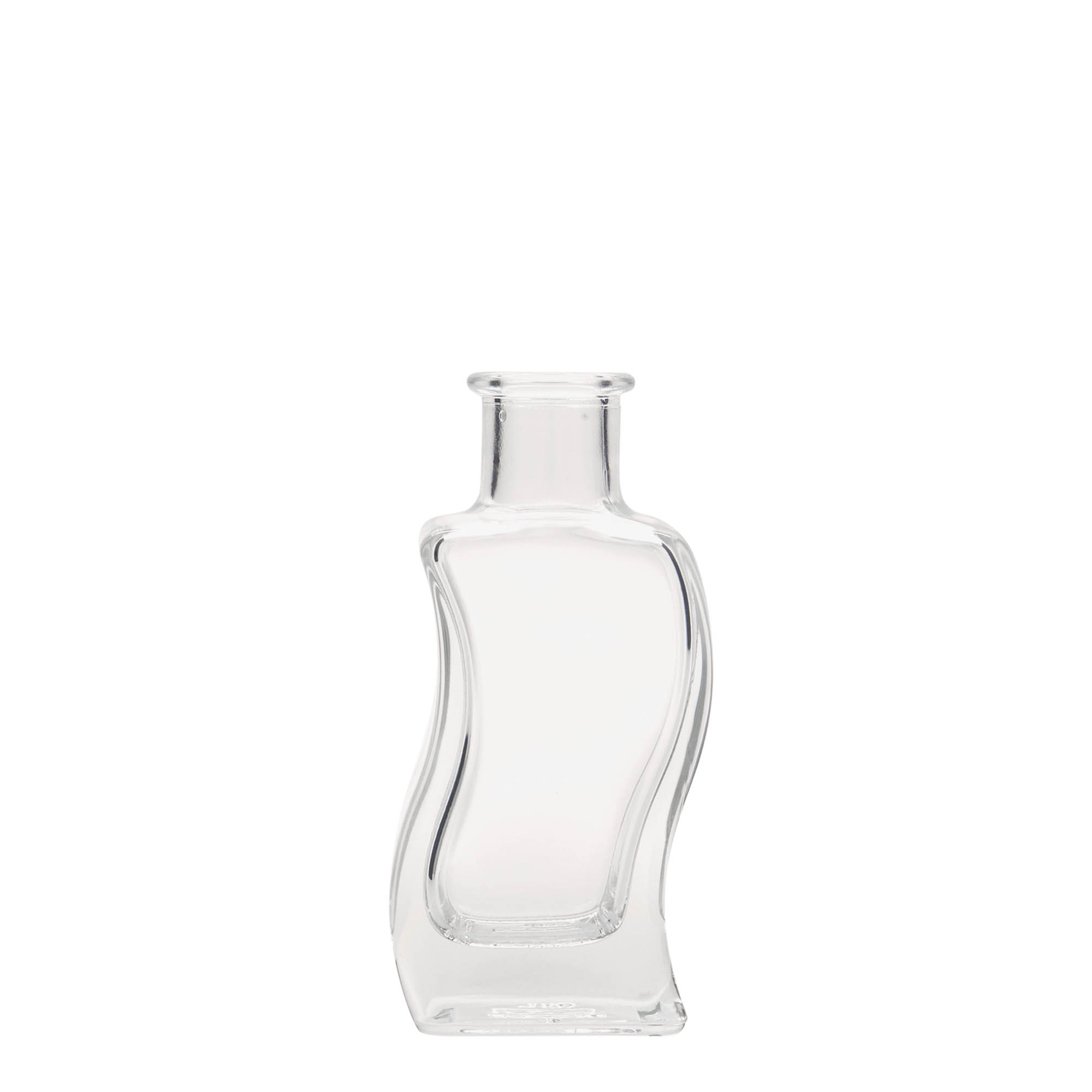 100 ml Glasflasche 'Welle', quadratisch, Mündung: Kork 100 ml Glasflasche 'Welle', quadratisch, Mündung: Kork