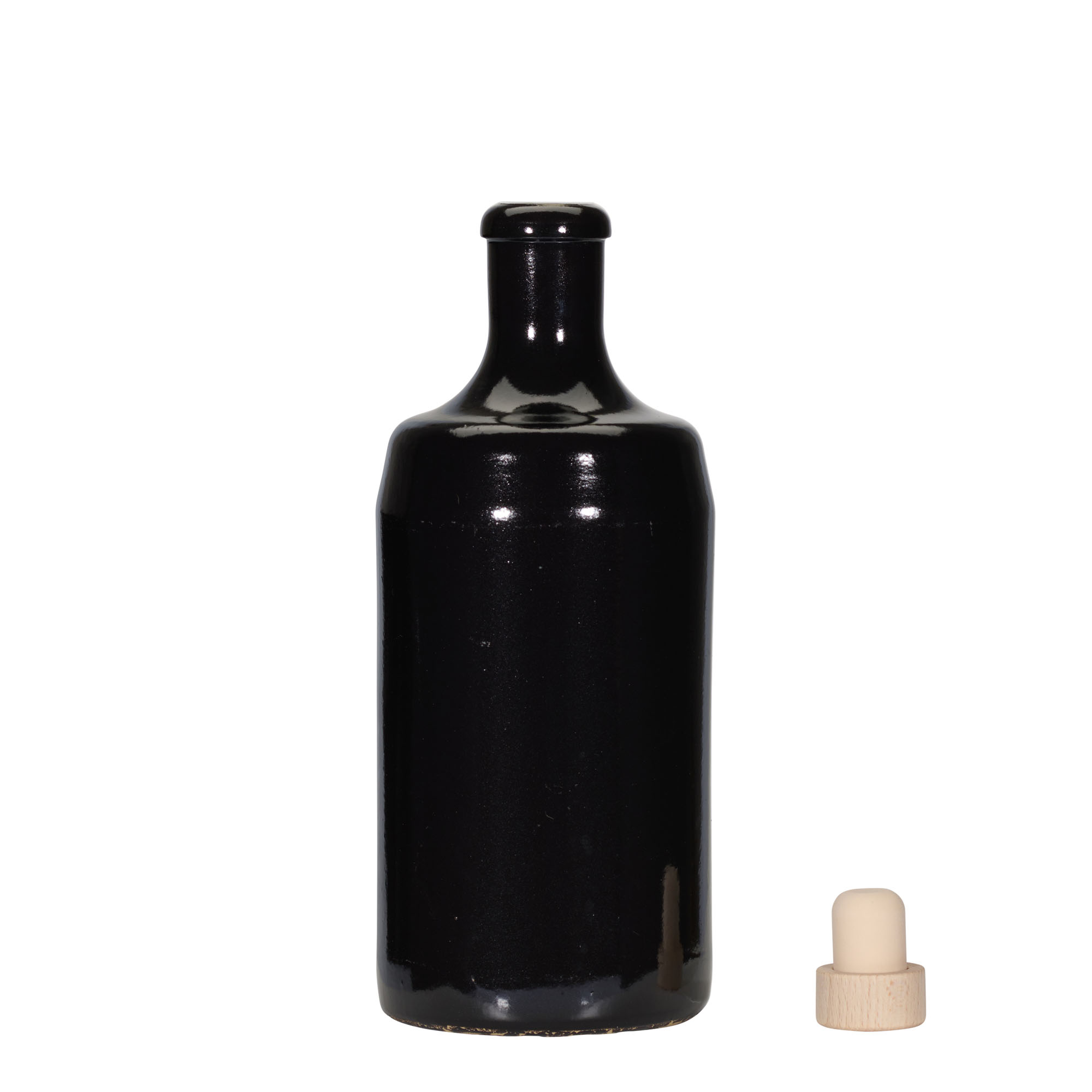 700 ml Tonkrug „Calvados“, Steinzeug, schwarz, Mündung: Kork