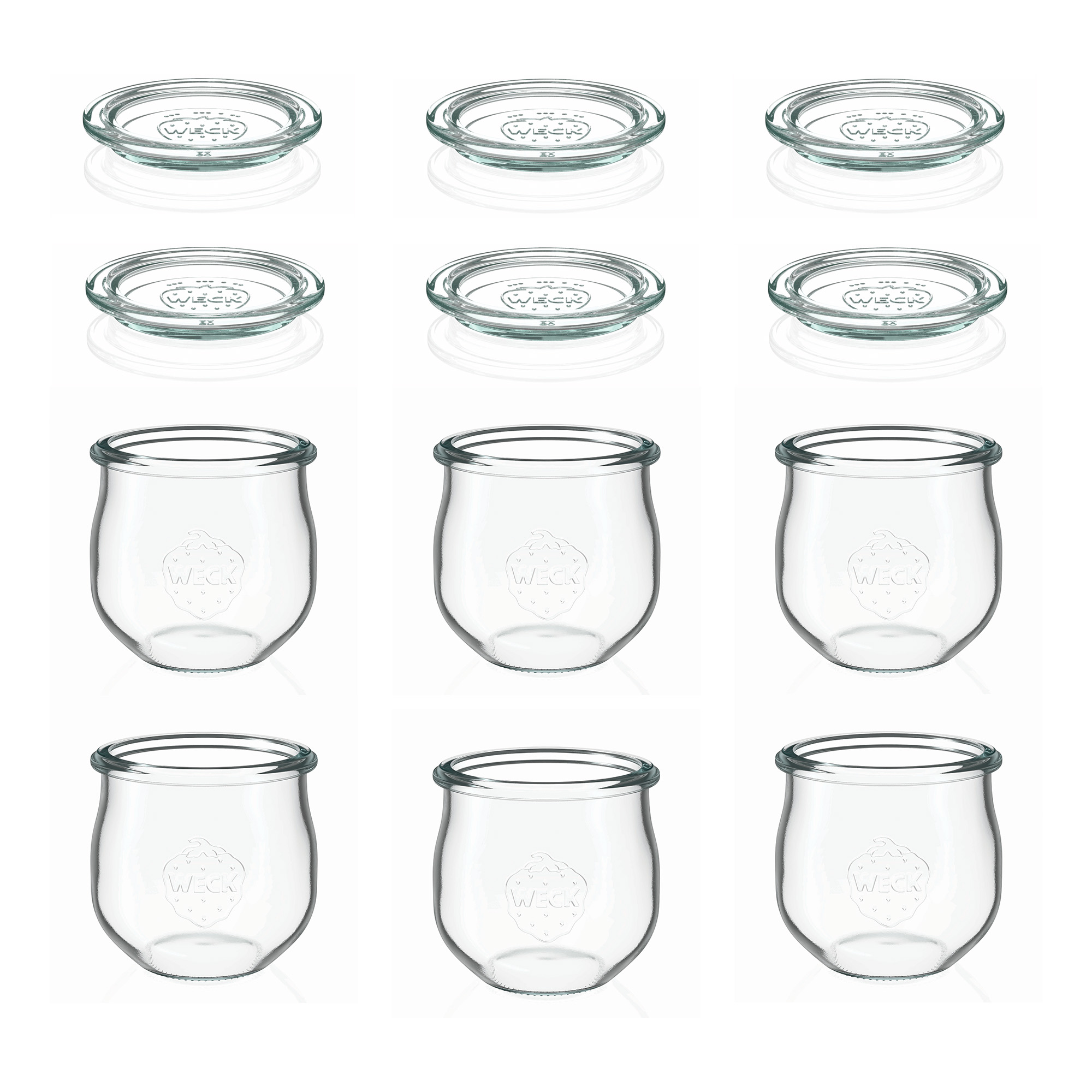 6x 370 ml WECK-Tulpenglas mit Glasdeckel RR 80