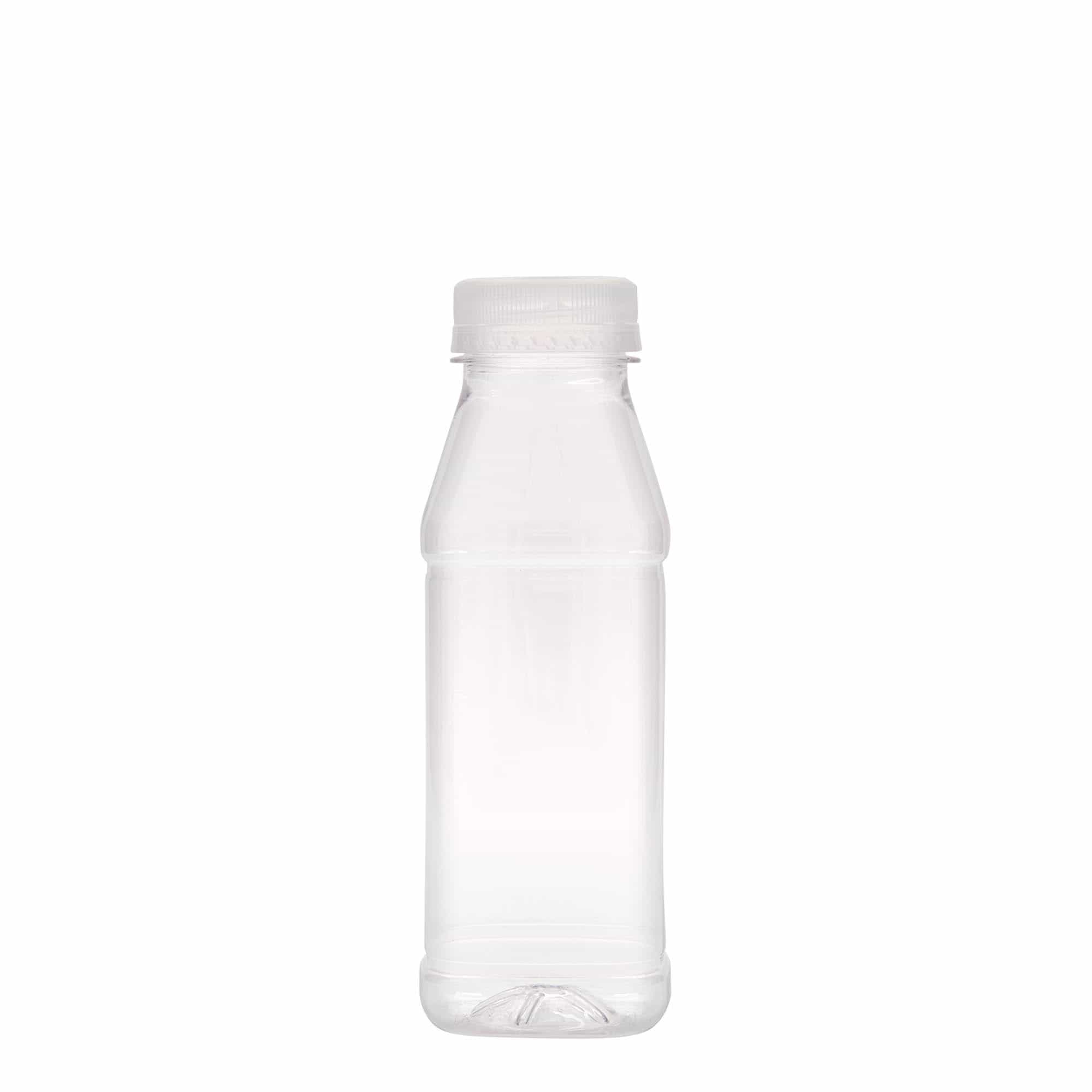 330 ml PET-Flasche 'Milk and Juice Carré', quadratisch, Kunststoff, Mündung: 38 mm