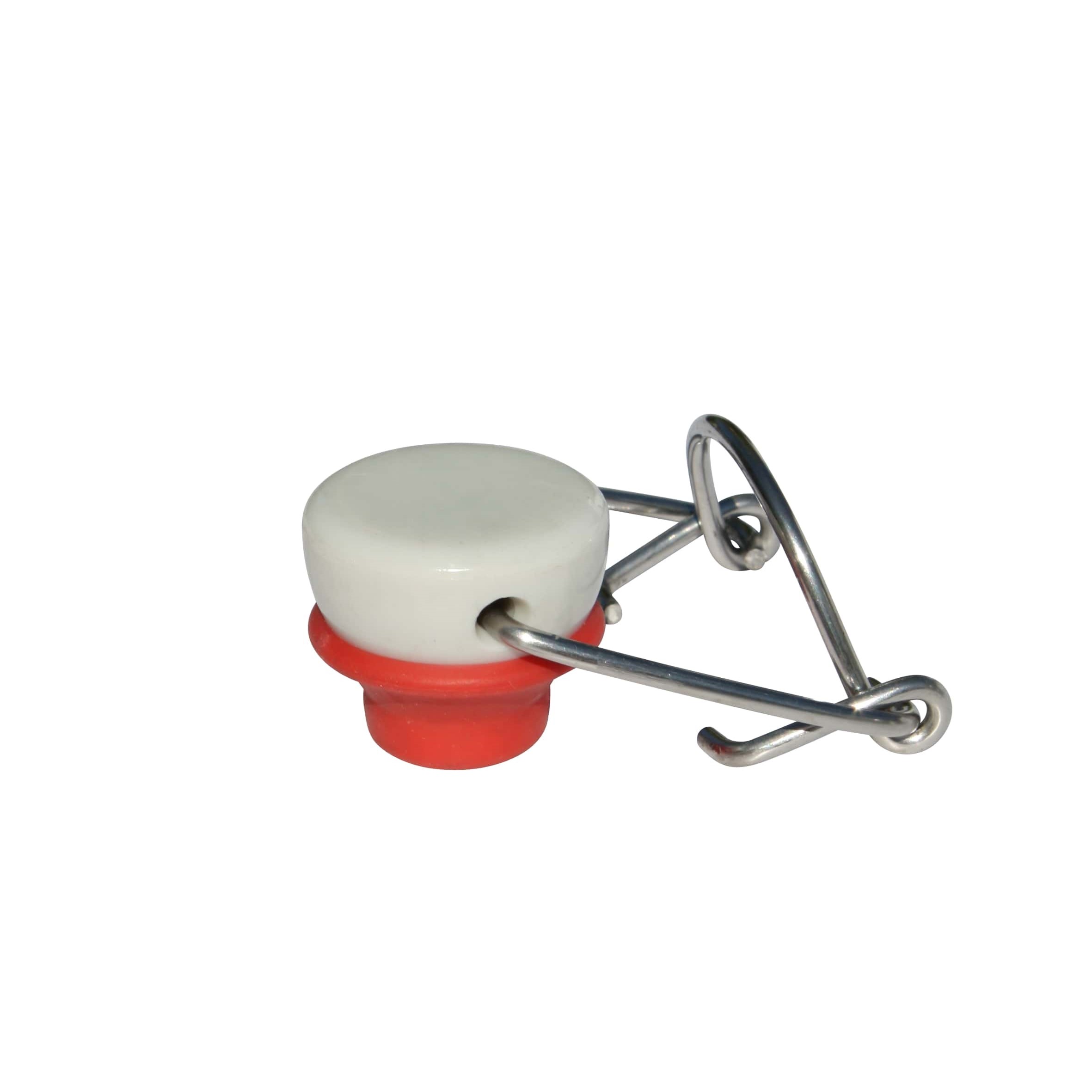 Bügelverschluss Sondergröße, Kunststoff, rot-weiß Bügelverschluss Sondergröße, Kunststoff, rot-weiß